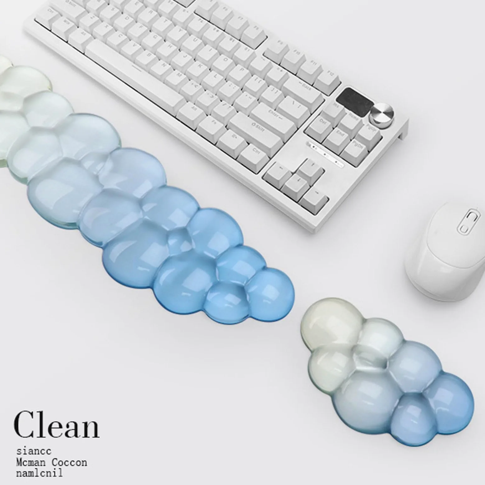 Set poggiapolsi in Gel rinfrescante per e Tastiera, Assorbente del Sudore, a Forma Nuvola, Tappetino da scrivania per Computer, Accessori, Tappetino per ergonomico con Tastiera