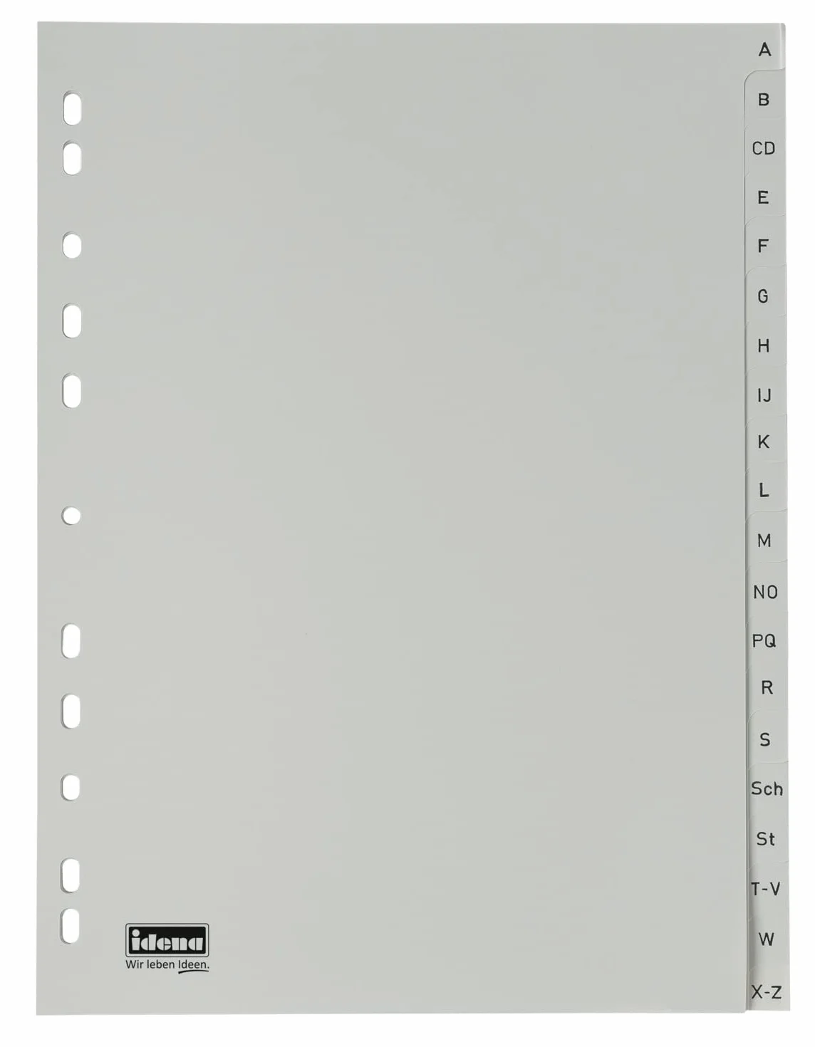 Indice A-Z Idena 302028 per DIN A4 plastica larghezza extra 20 pezzi grigio