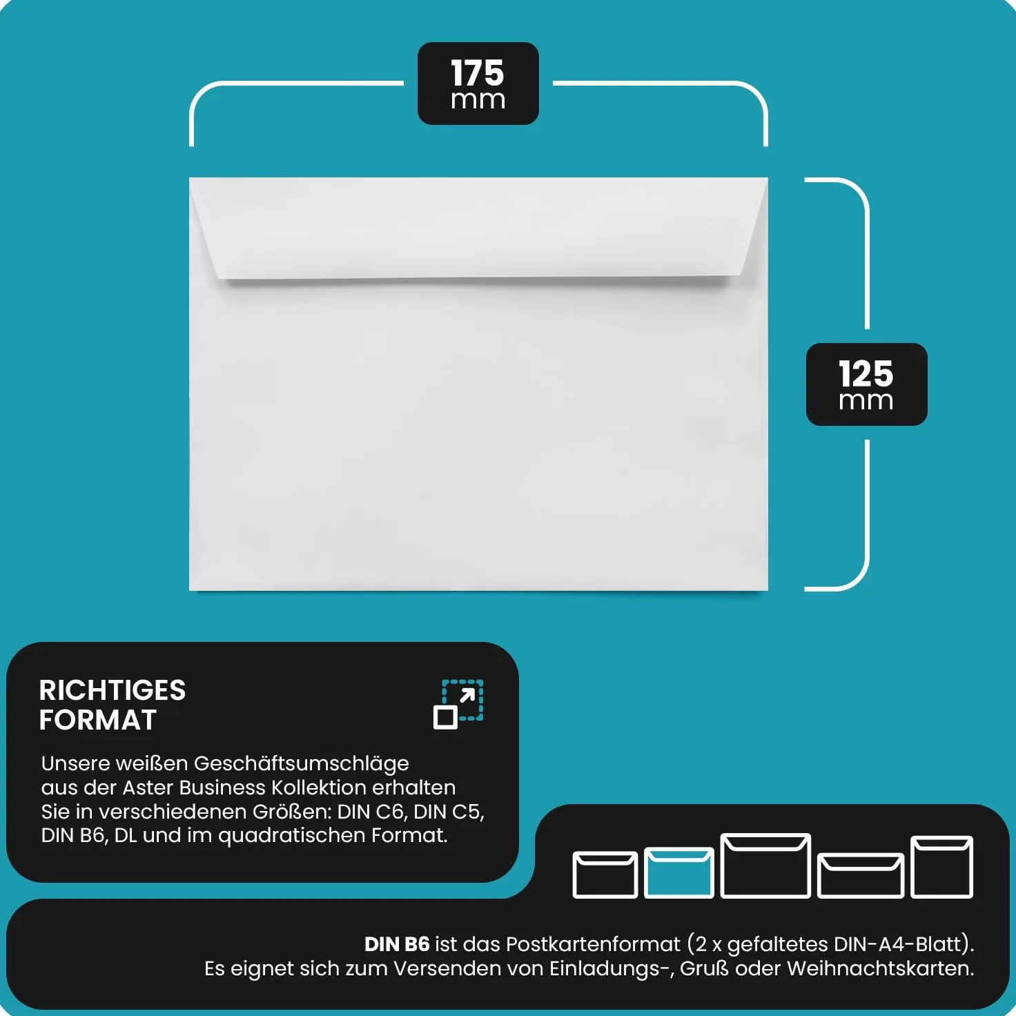 Netuno 500 buste bianche da lettera formato B6 125 x 175 mm 100g Aster Business buste lettere carta bianca senza finestra buste bianche per compleanni matrimoni inviti partecipazioni volantini