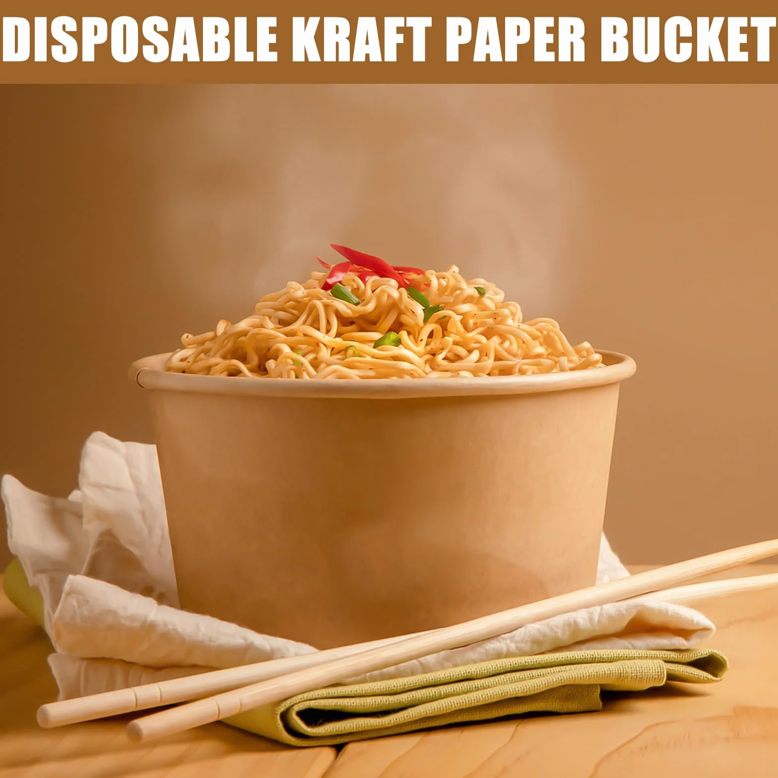 50 tazze da zuppa to go 240 ml carta kraft compostabili marroni rotonde con forchetta