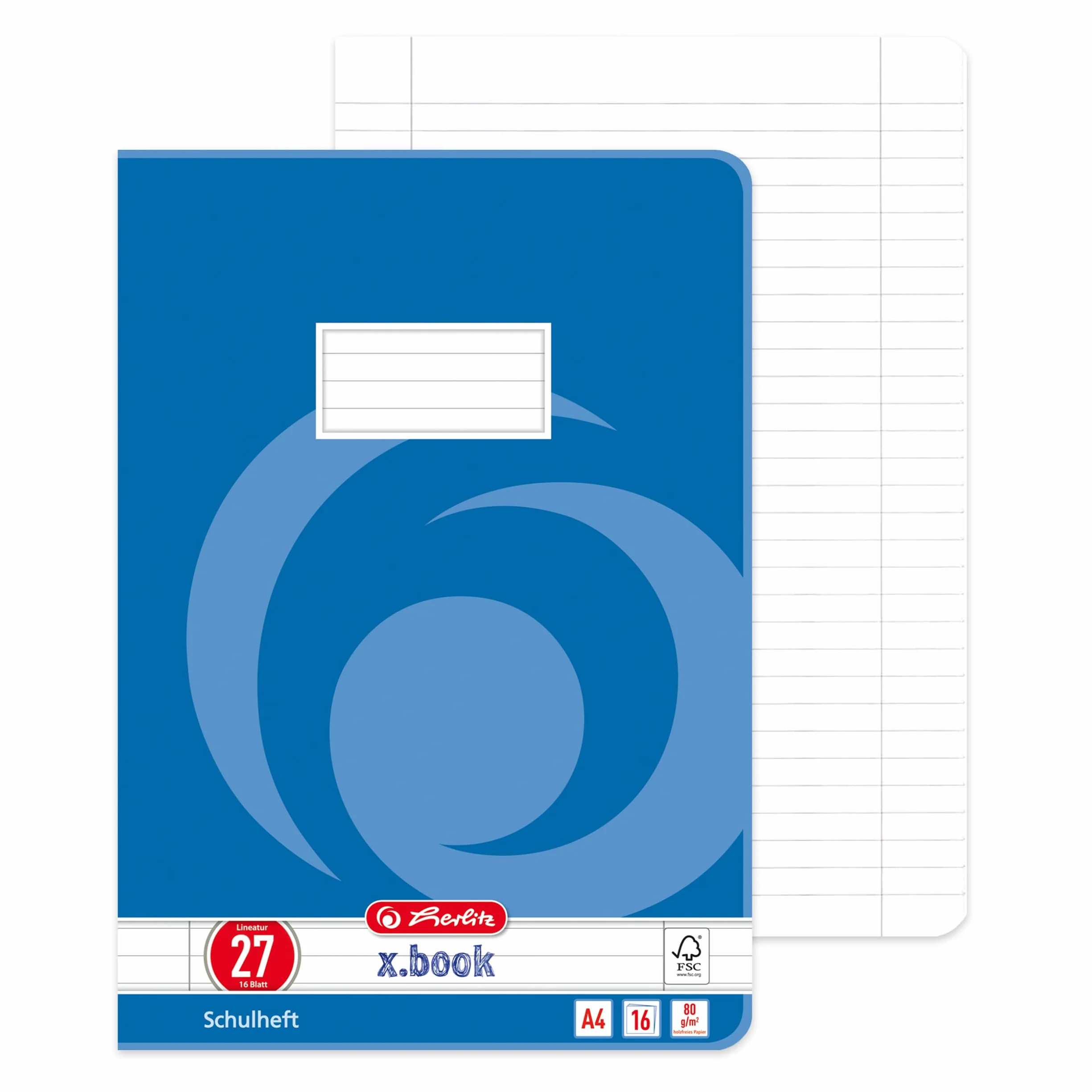 Herlitz Quaderno A4 A righe con margini 16 pagine Confezione da 10 pezzi