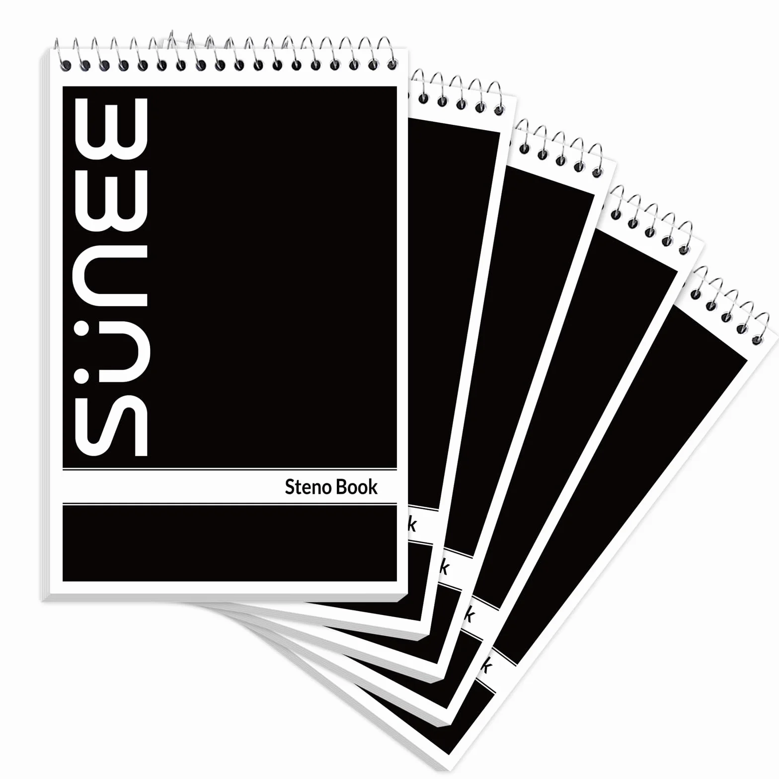 SUNEE Confezione da 5 blocchi Steno da 15,2 x 22,5 cm, 60 fogli, quaderno a spirale da 15 x 22 cm, carta bianca, per prendere appunti con quaderno a spirale superiore, per scuola, università