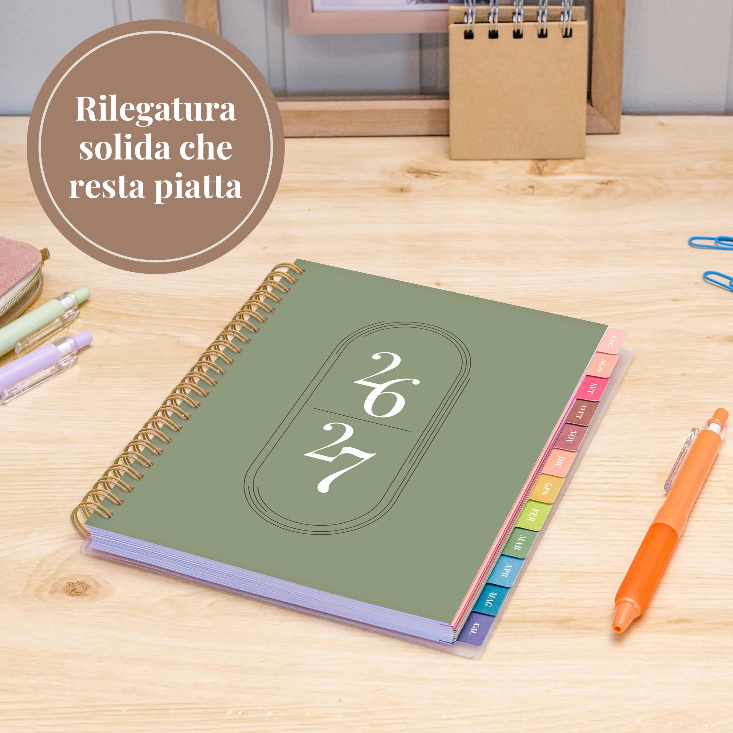 Rileys Agenda Accademica 2026–2027 Settimanale con Giornaliera Planner Scuola Lavoro 20x15 cm Verde Italiano