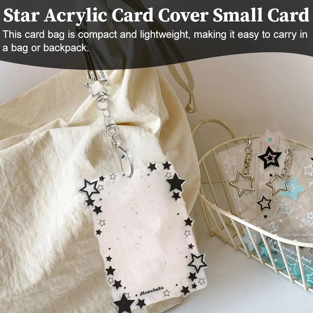 Pezzi Photocard Holder Acrilico Kpop Porta Keychain Id Card Badge Holder Y2K Stella Motivo Nero