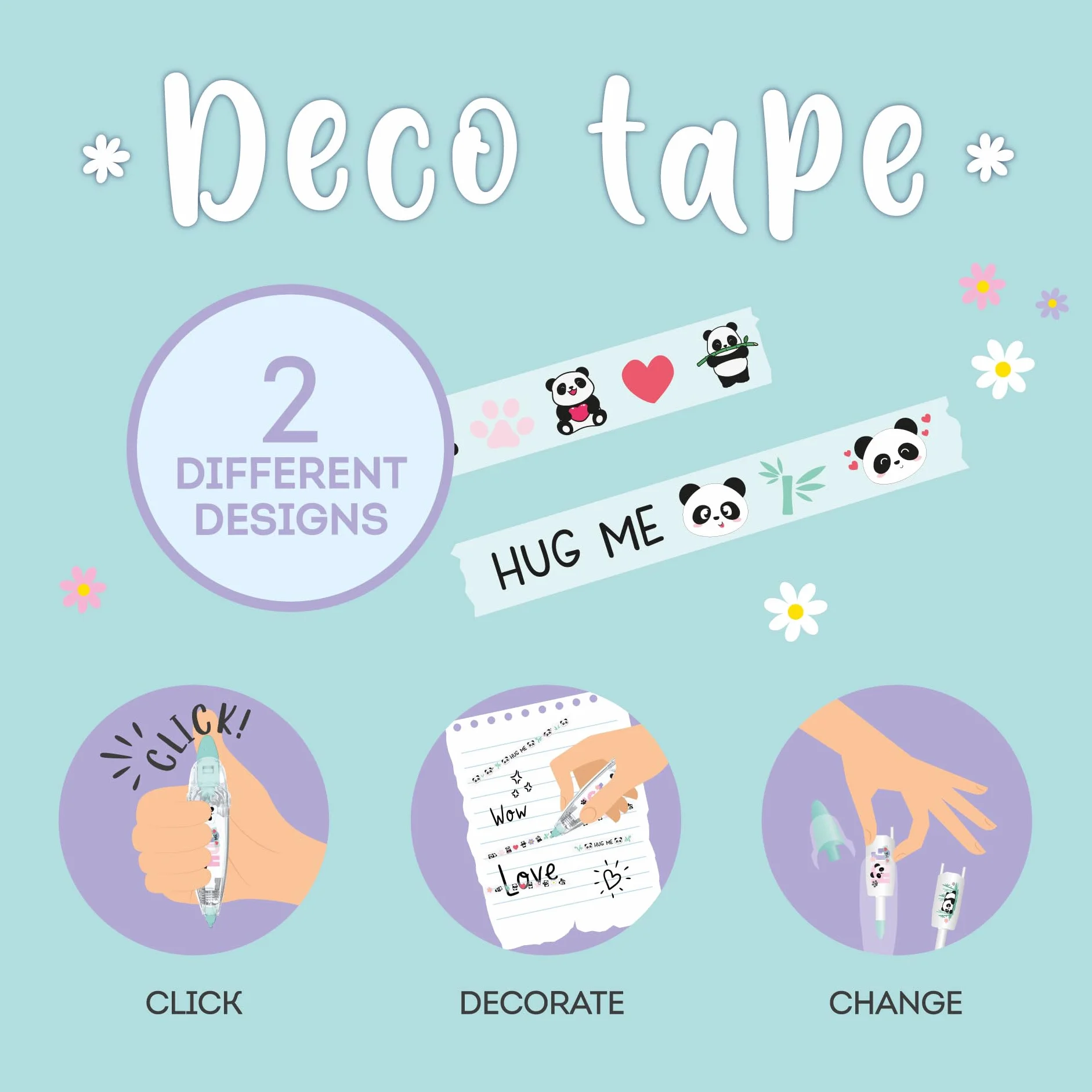 Legami Decoration Tape Pen Panda 4m Nastro Decorativo con Ricarica