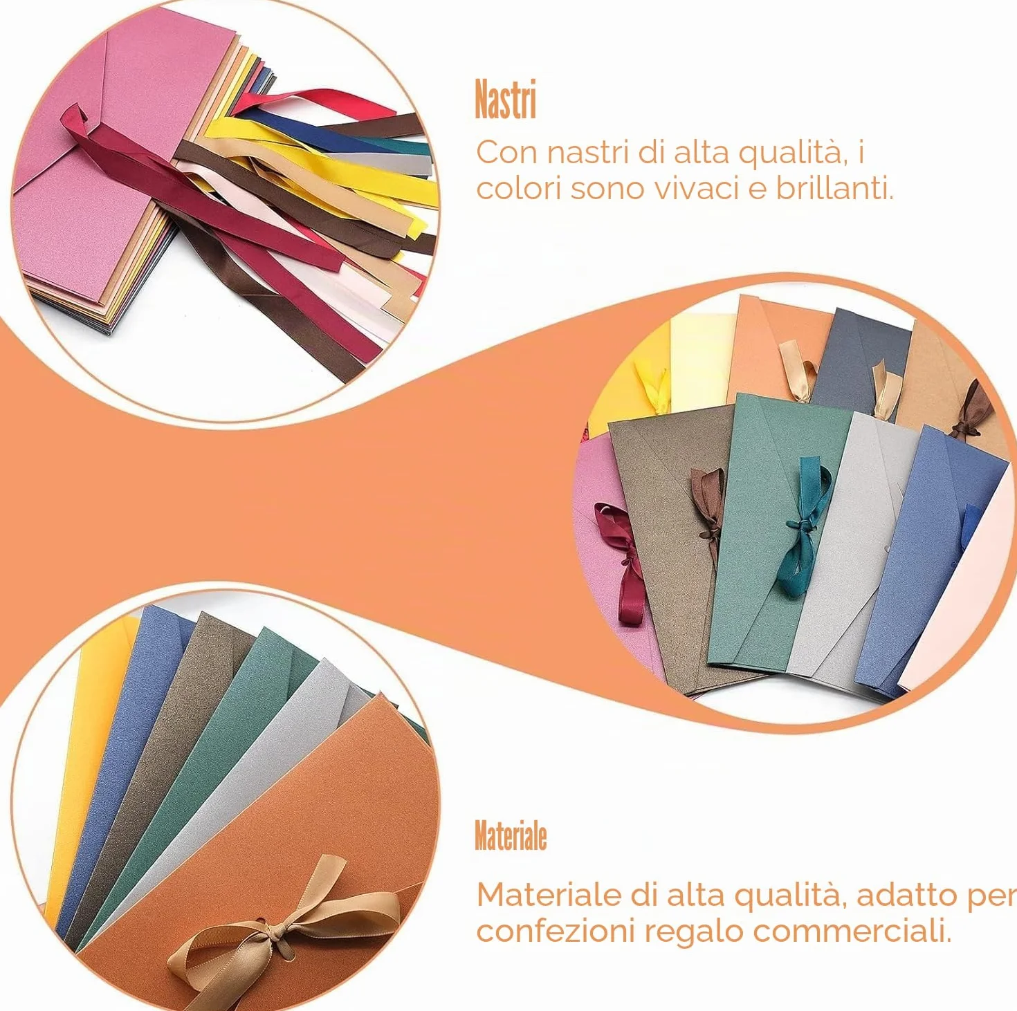 Buste Lettere Kraft Colorate 22×10,8 cm con Nastri per Inviti Matrimonio