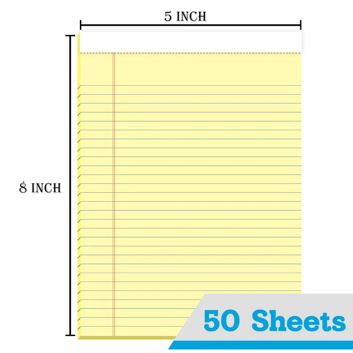 KAISA Blocchi per appunti a righe strette 12,7 x 20,3 cm 50 fogli 12 blocchi canarino