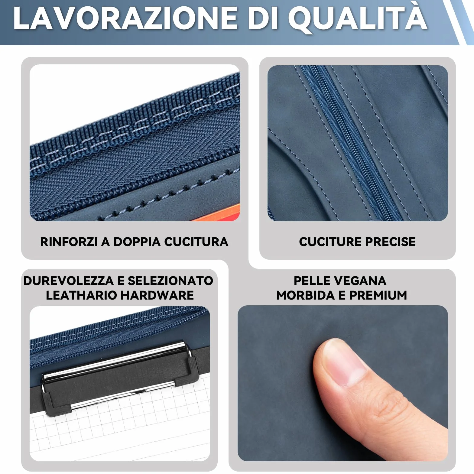 Leathario Cartellina Portadocumenti A4 con Cerniera, Organizer 10 Buste Trasparenti, Raccolgitore ad Anelli, Portadocumenti da Viaggio per Ufficio