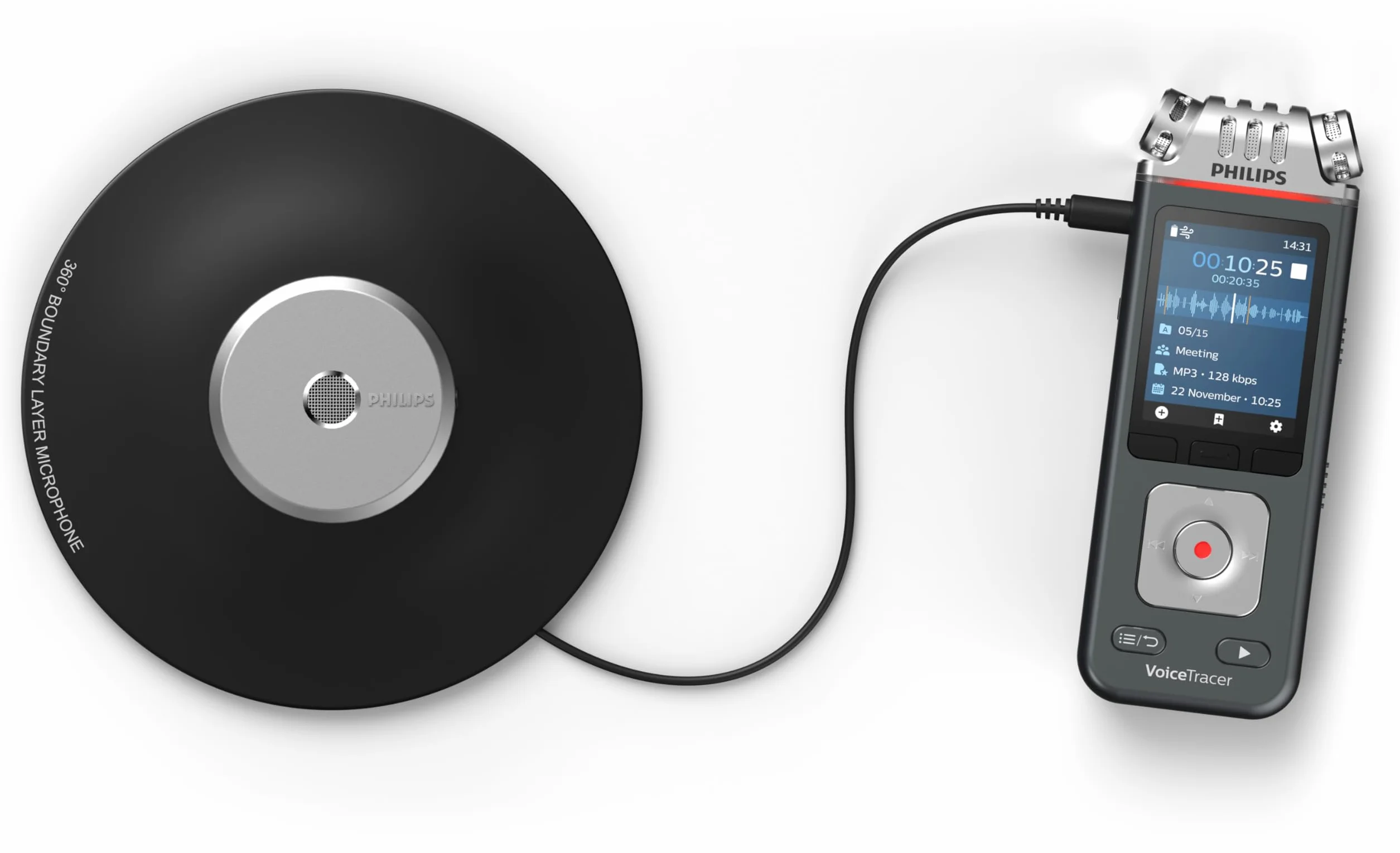 Philips VoiceTracer DVT8115 registratore vocale, Microfono a 360° per riunioni con qualità eccellente. Licenza AI Sembly in prova: l’Intelligenza Artificiale crea riassunti, trascrizioni