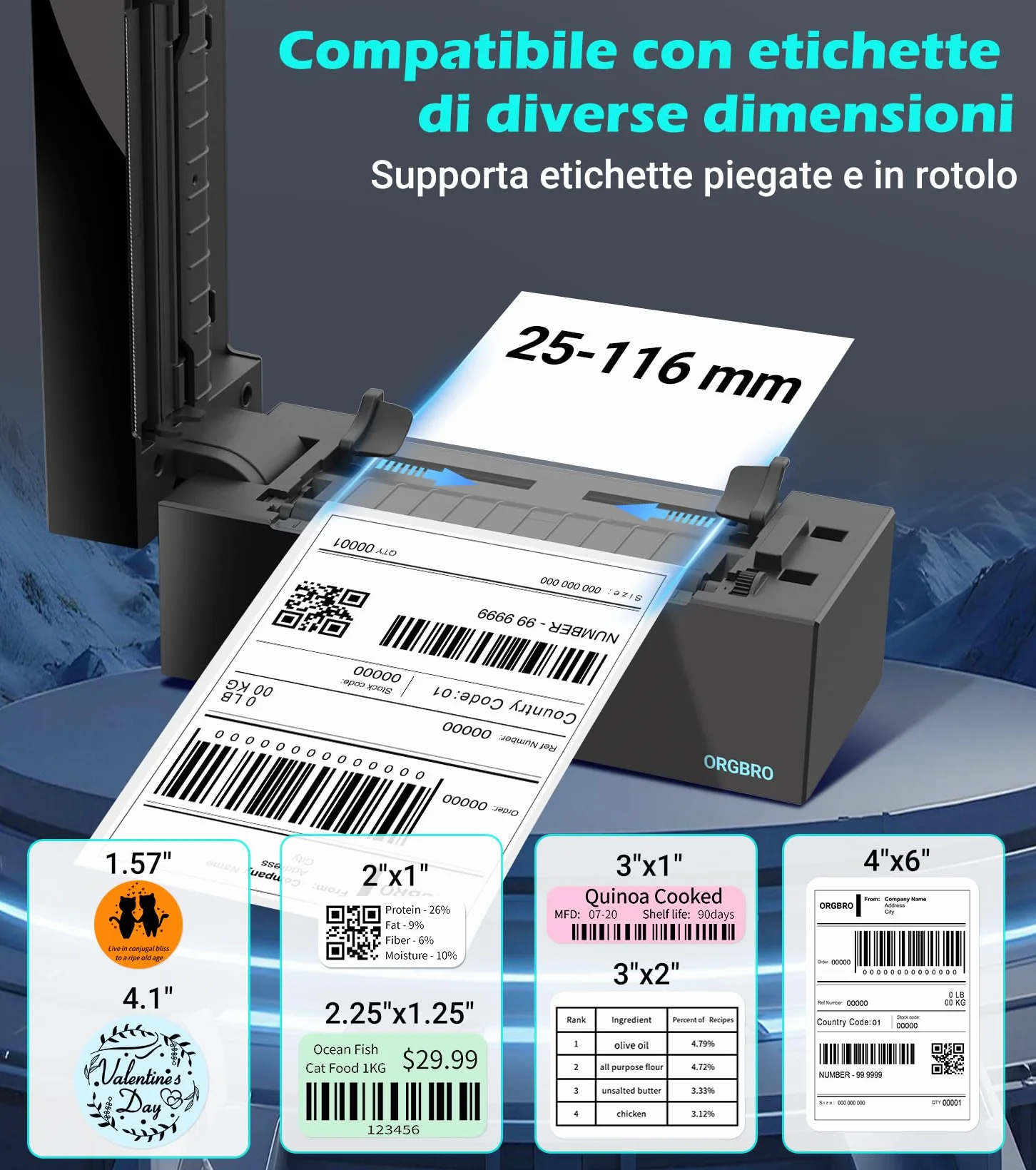 Stampante Etichette ORGBRO Z1 Plus Bluetooth 4x6 Termica per Spedizione, Compatibile Amazon eBay Shopify, Nero
