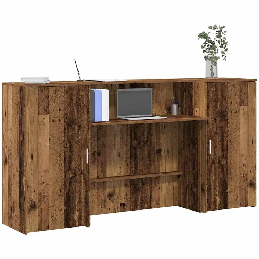 vidaXL Banco Reception Legno Vecchio 200x50x103,5 cm Legno Multistrato, bancone Reception, bancone Reception Salone, bancone Reception Bar, Front Desk