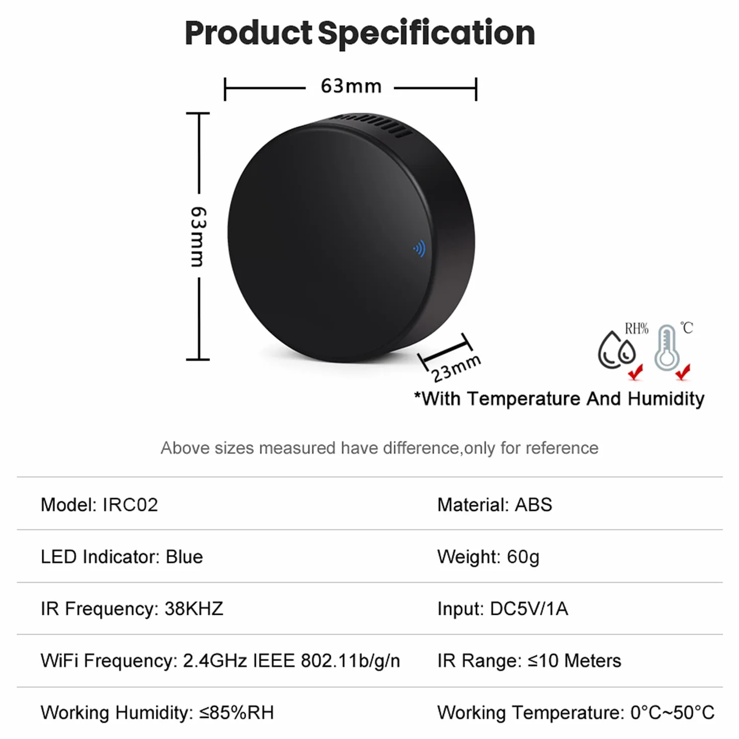 Telecomando intelligente IR WiFi termometro igrometro 3 in 1 compatibile Alexa Google