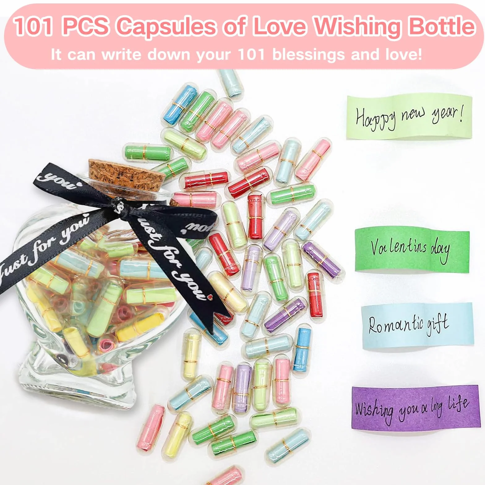 Message in a Bottle 101 PCS Capsule Letters Love Wishing Bottle Gifts for Couples