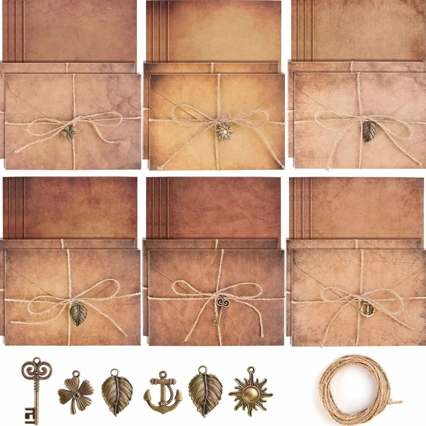 Set di Cancelleria Vintage - 12 Insiemi di Carta da Lettere e Buste, Kit per Scrivere (5 Stili)