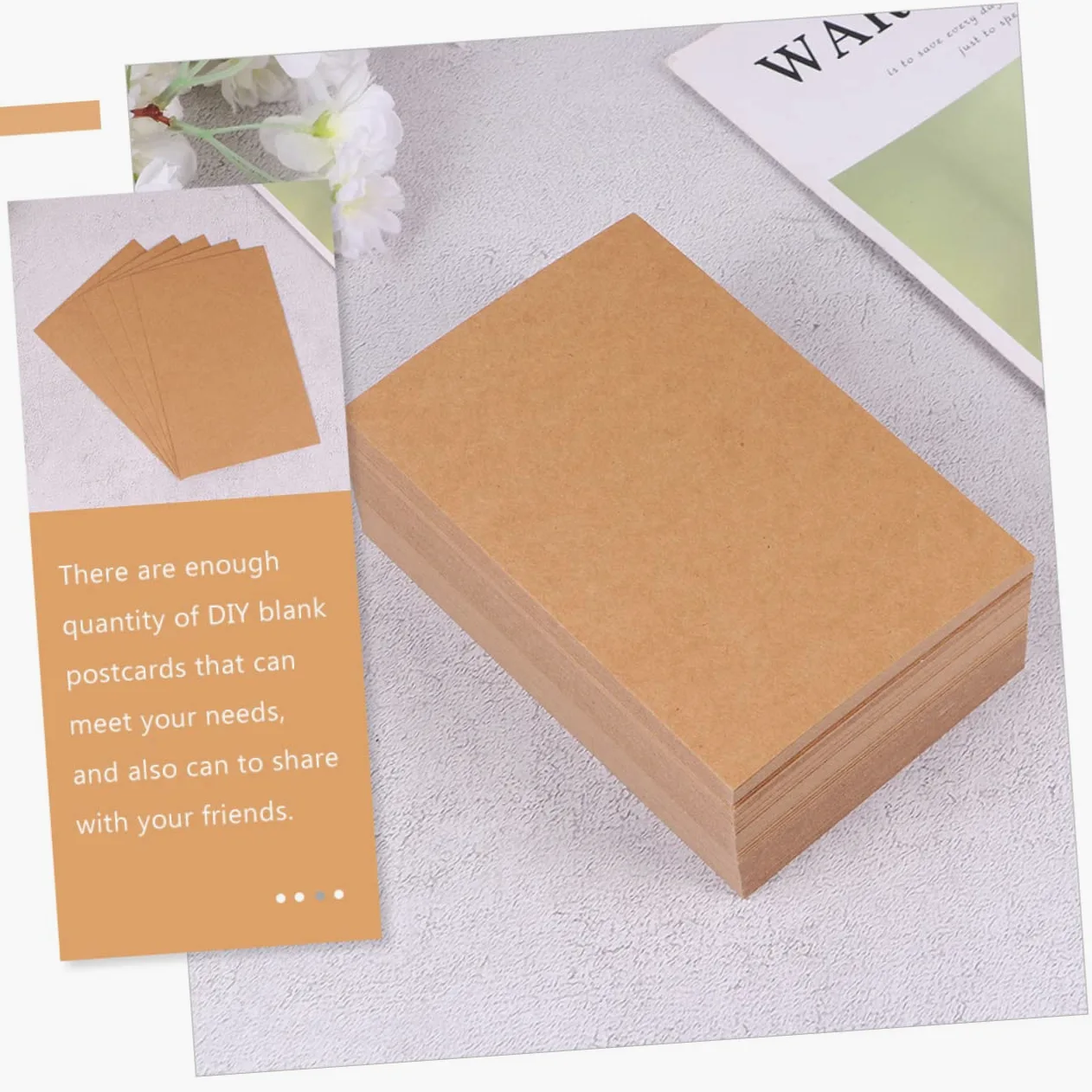 Biglietti di Auguri Vuoti in Carta Kraft 200 Pezzi Stile Classico | Cartoline Bianche per Scrittura Liscia su Superficie Piana, Formato DIY per Messaggi e Lettura