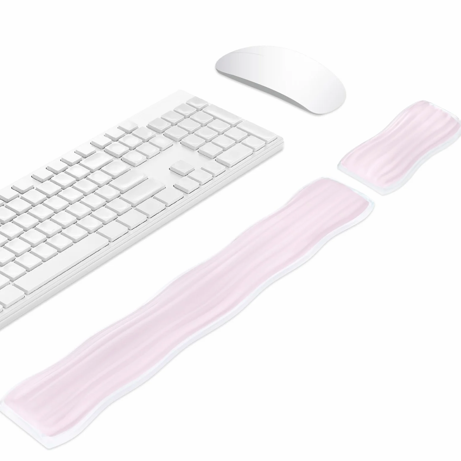 Poggiapolsi in gel per tastiera e mouse, ergonomico e trasparente, poggiapolsi per gaming, computer, laptop, ufficio, colore rosa