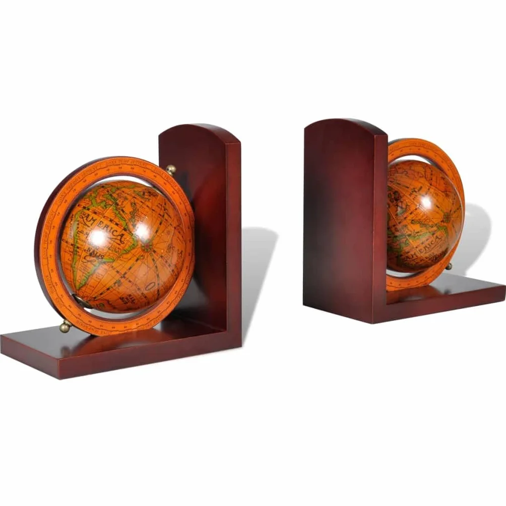 vidaXL 2X Reggilibri con Mappamondo Design Classico Supporto Libri