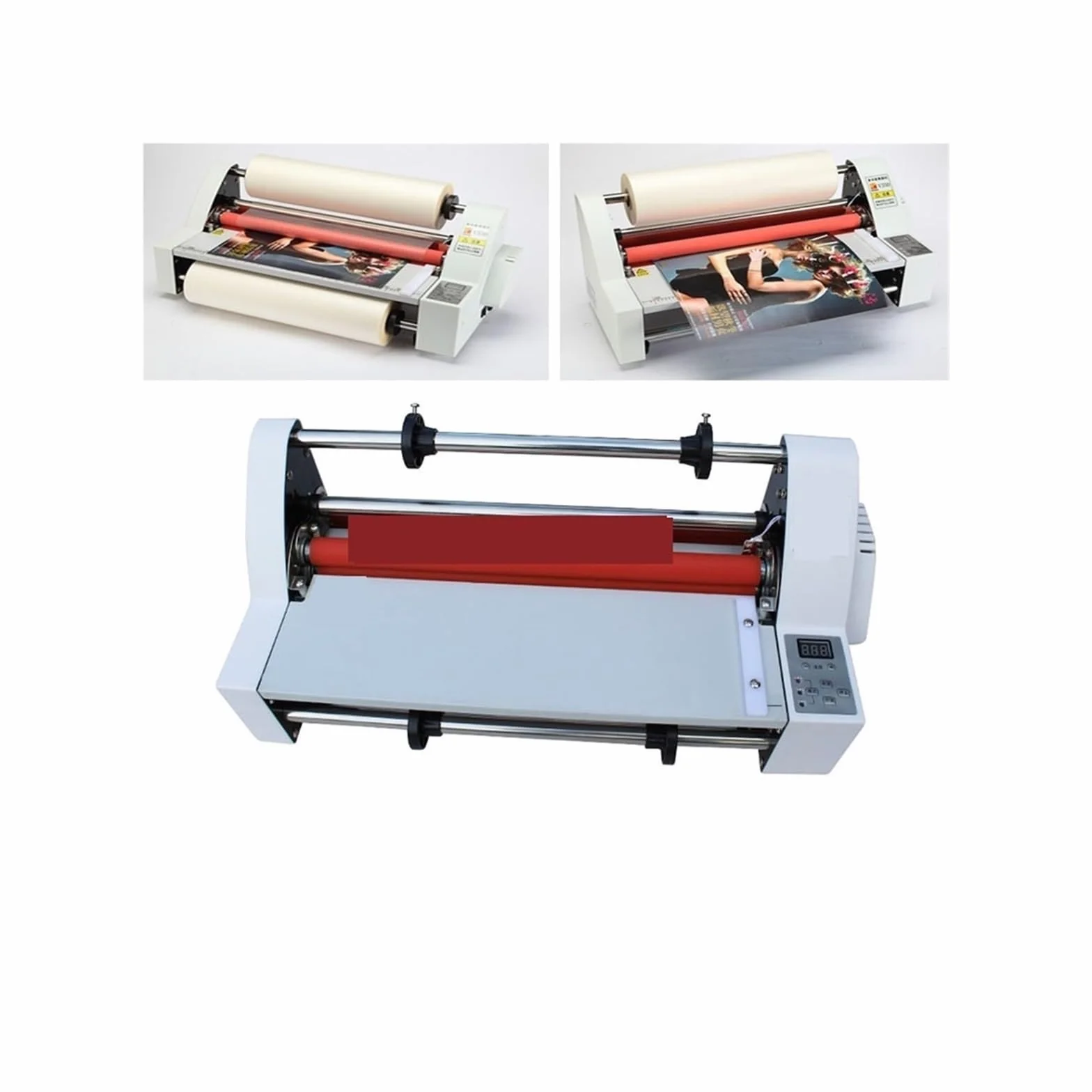 V350 Laminatore a caldo e a freddo Macchina for laminazione a caldo a quattro rulli Controllo elettronico della temperatura Velocità regolabile Per ufficio, scuola