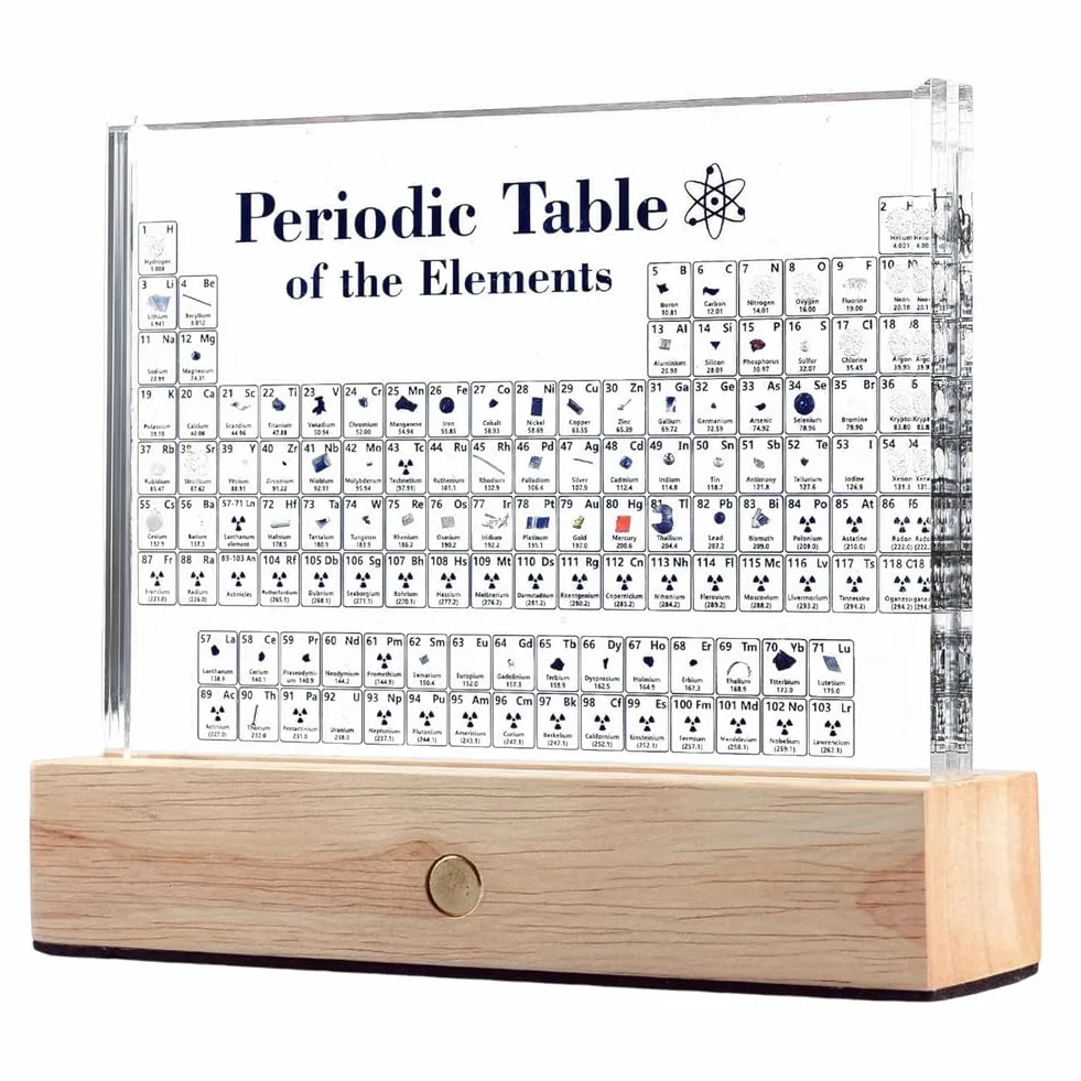 Tavola periodica con interno reale, tavola in acrilico, pannello periodico acrilico con 83 campioni reali, facile da usare, pregevole fattura