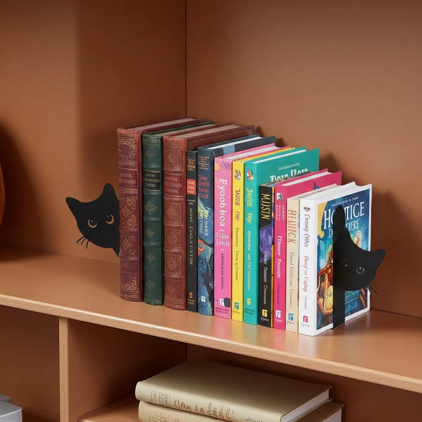 Fermalibri Gatto in Metallo 2 Pezzi Nero