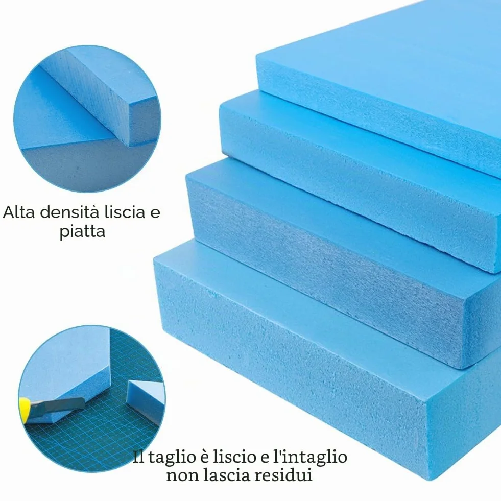 FARYODI - Set di 6 lastre in polistirene rigido - Rettangoli - Blu - Lastra di polistirene rigido - Fatta a mano - Per la modellazione di paesaggi (30 x 20 x 2 cm)