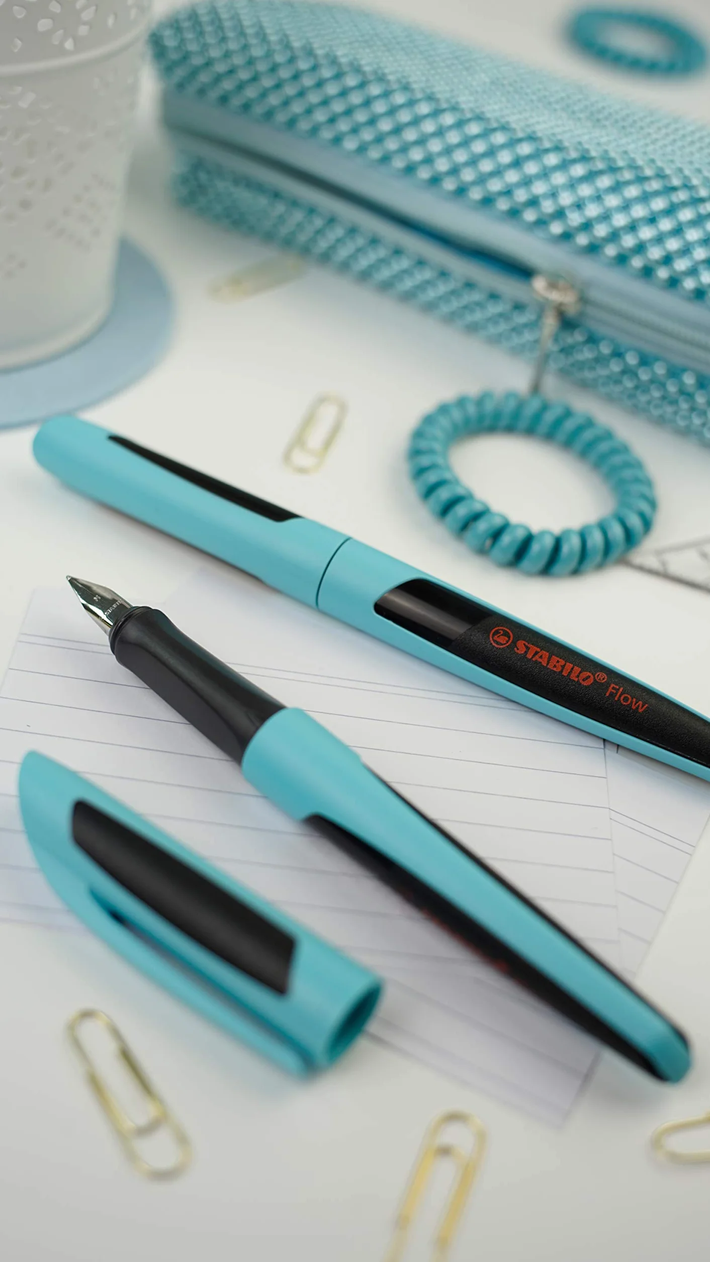 STABILO Flow SPORTY Penna Stilografica Azzurro Nero 1 Penna Cartuccia Inclusa