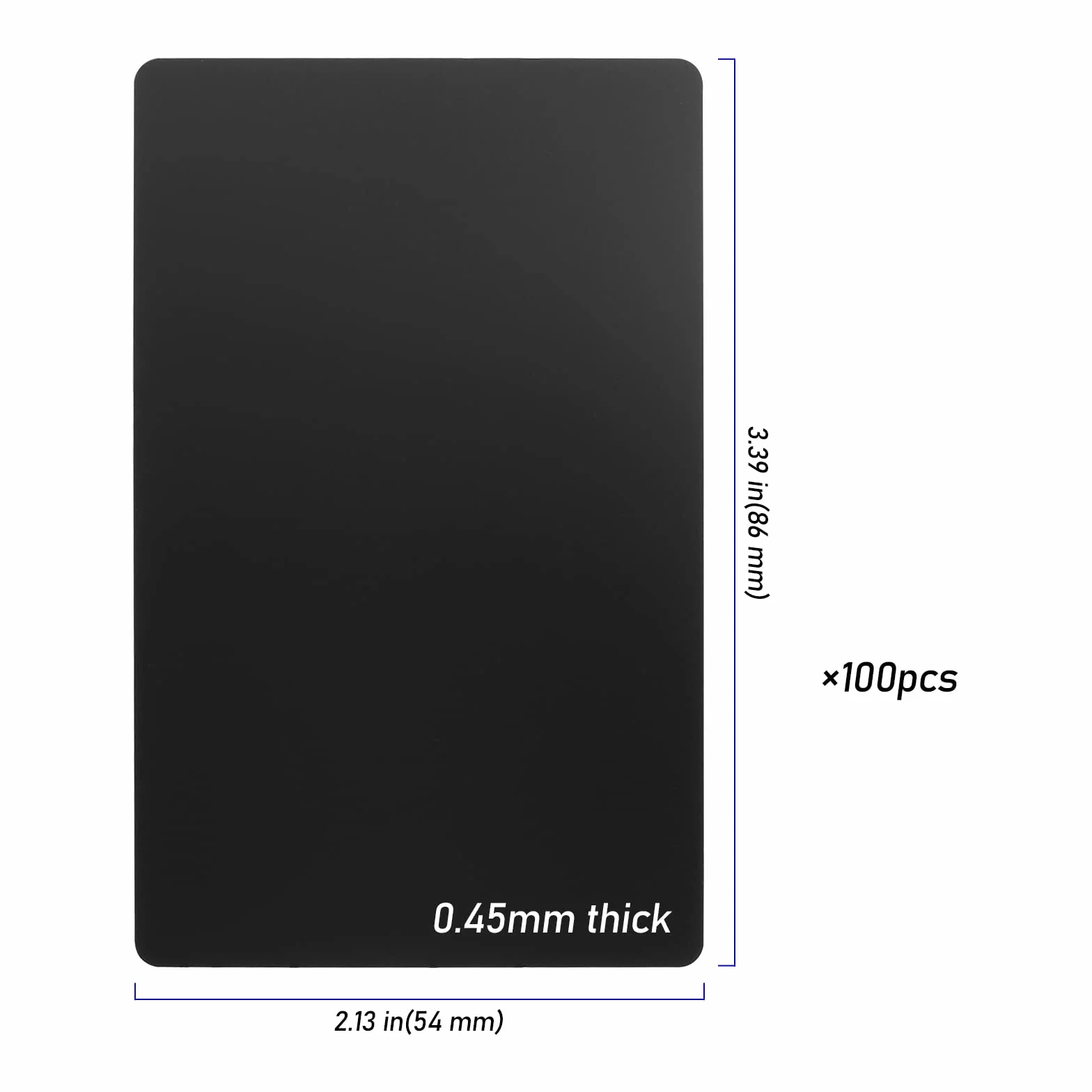 Biglietti da visita in metallo alluminio nero 86 x 54 mm 0,45 mm incisione laser