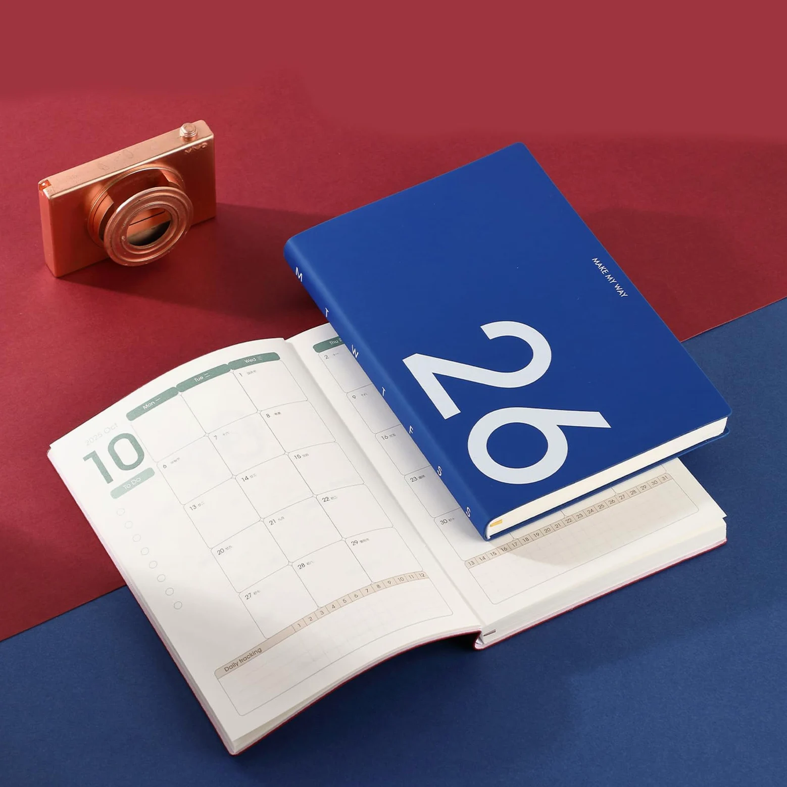 Agenda settimanale mensile 2026, due pagine a settimana, diario giornaliero in pelle PU, taccuino accademico 2026 per la pianificazione degli studenti