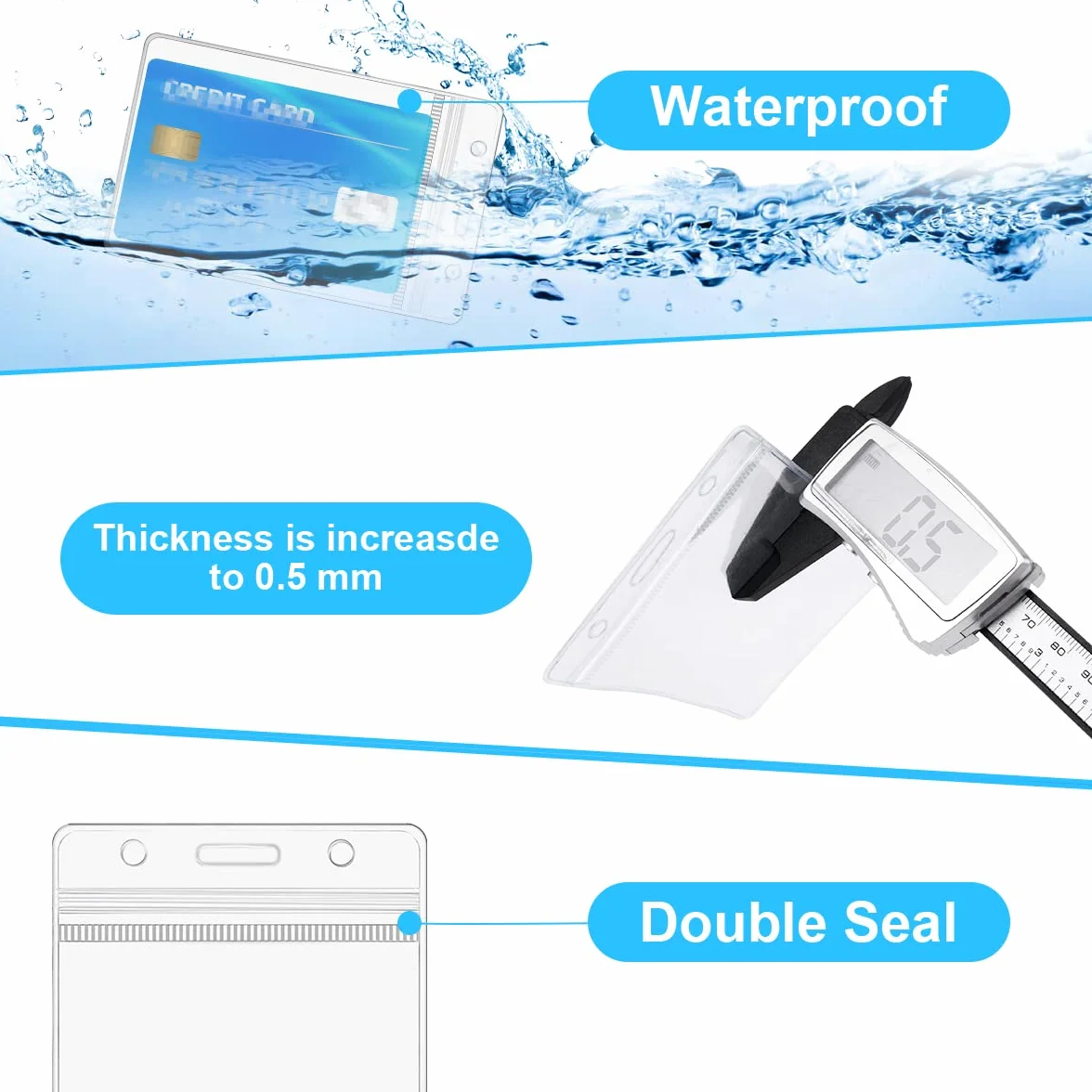 Vicloon Porta Badge Plastica 50 Pz, Portabadge PVC Impermeabili Trasparente, Porta Tesserino Carta di Credito Verticale