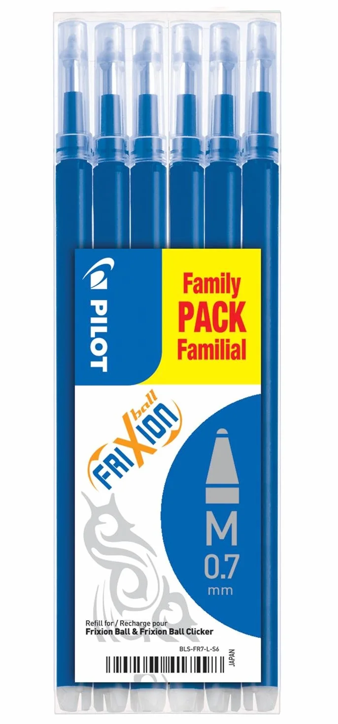 Pilot Frixion Ball BLS-FR7 Ricariche Blu Lotto 3 Set da 6