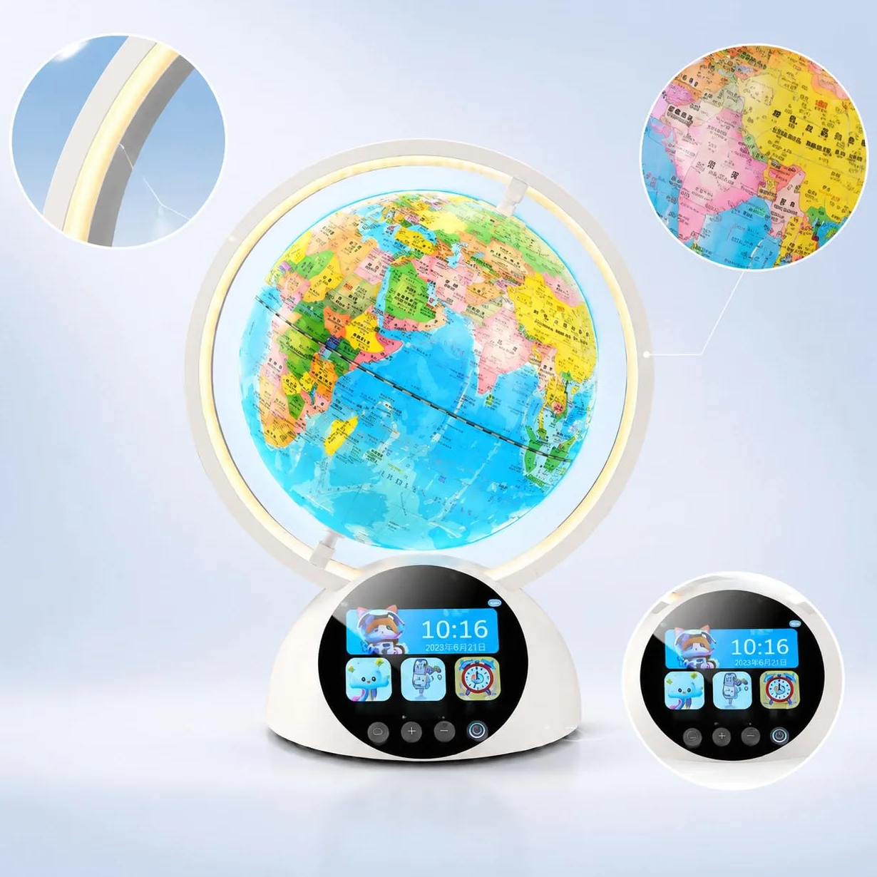 Mappamondo Interattivo per Bambini, Globo Educativo Luminoso Piccolo con Touchscreen