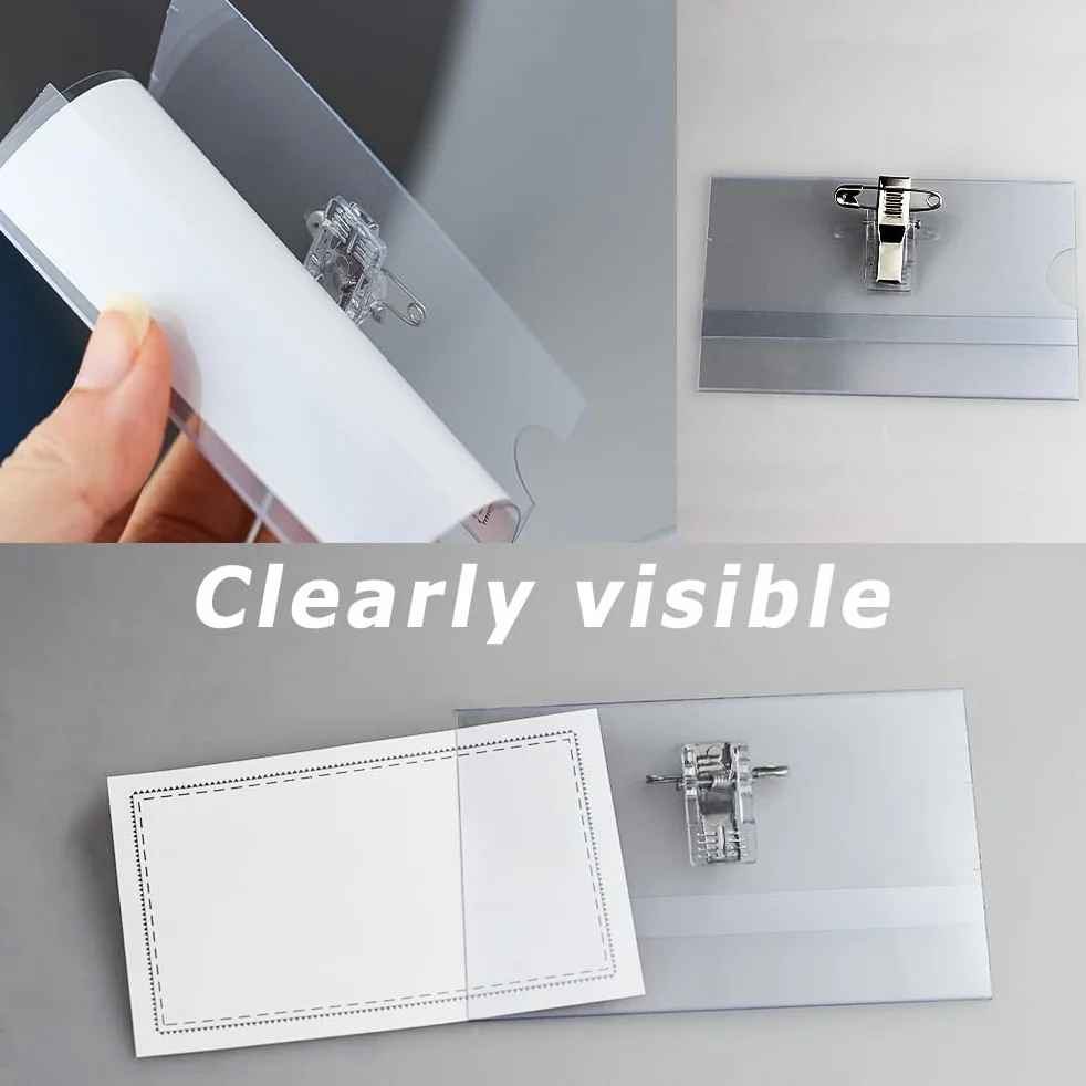 Porta Badge PVC Trasparente Confezione da 24 con Clip per Ufficio