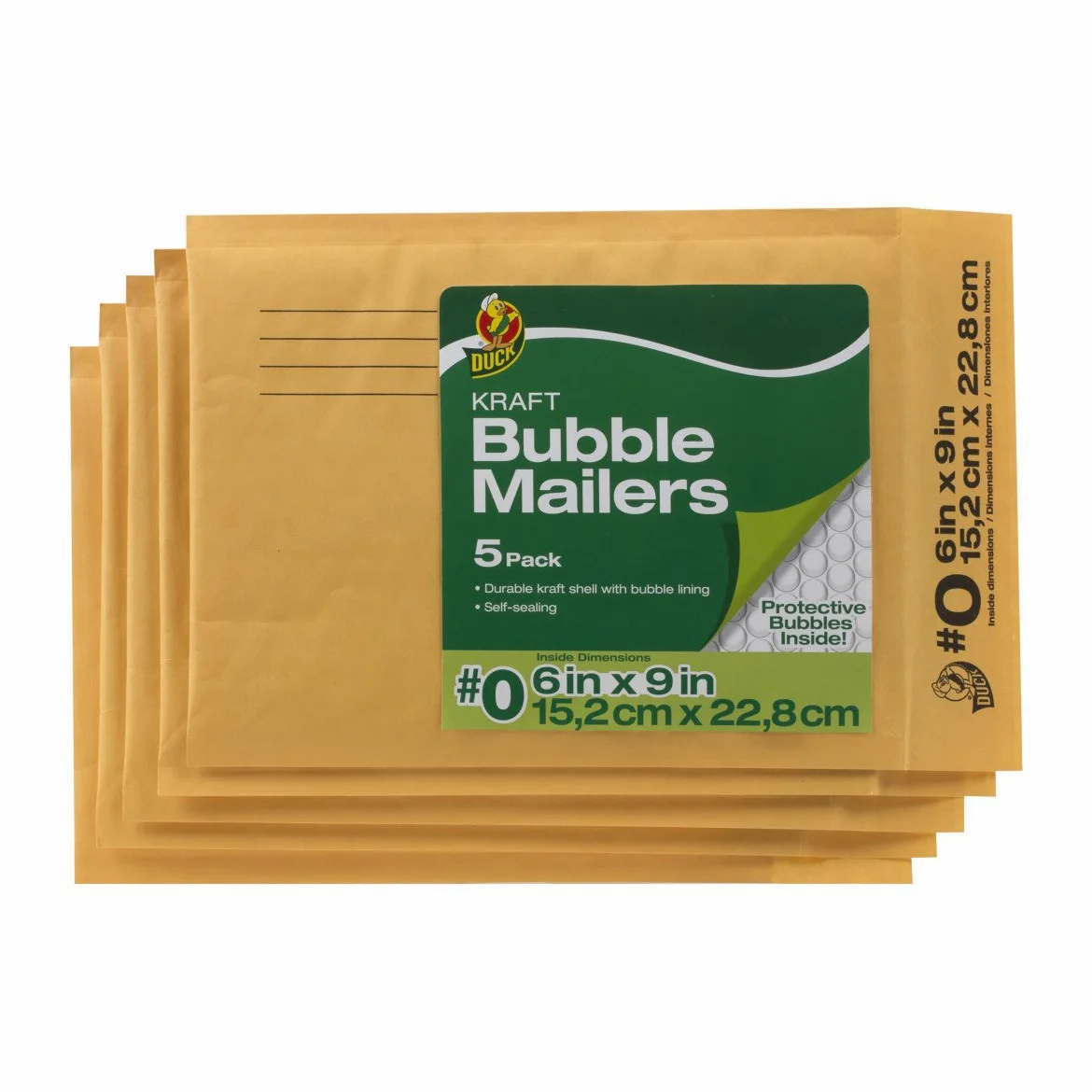 Duck brand Bubble Wrap imbottito Kraft Mailers Confezione da 5 6 x 9 Inches Tan