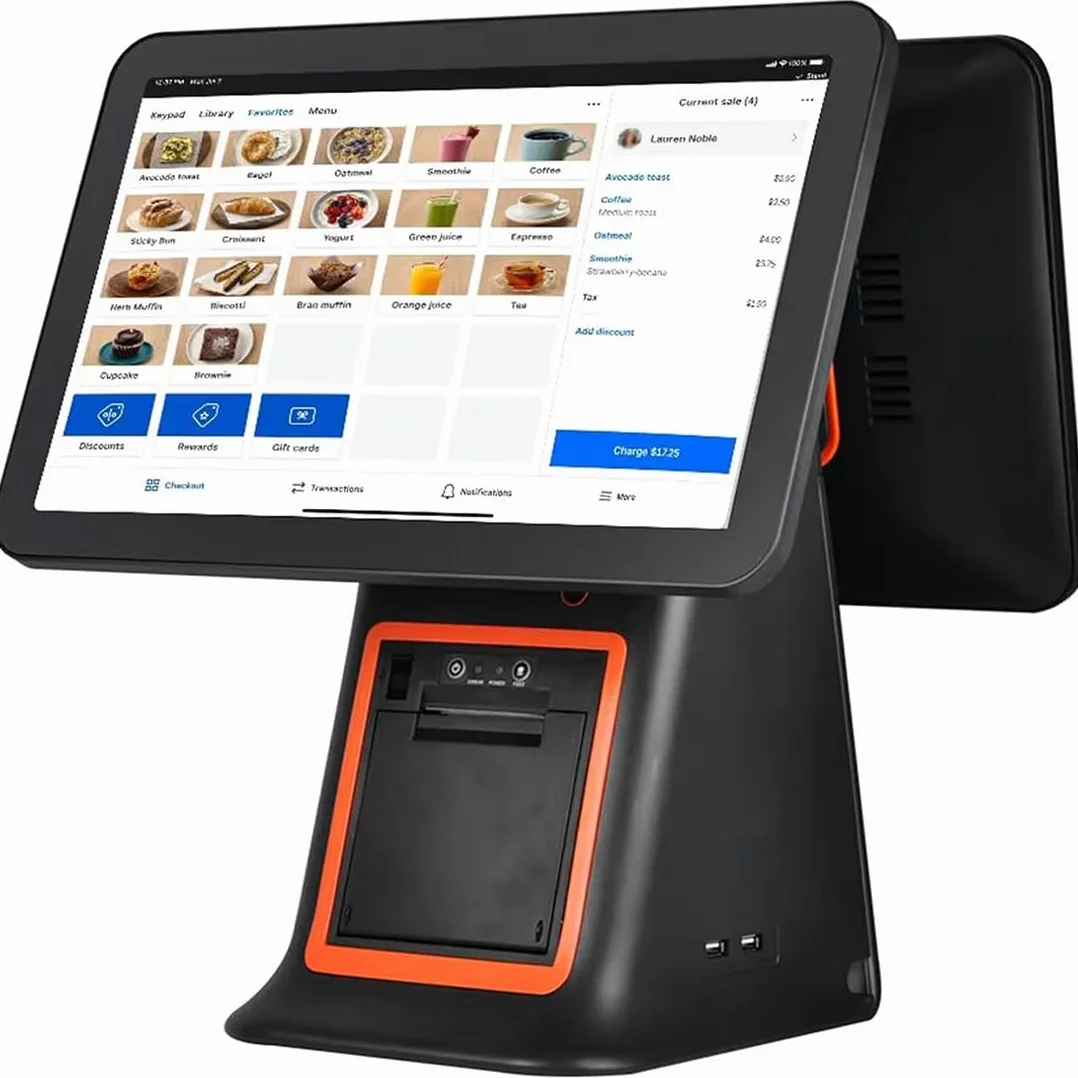 Sistemi Pos per Pc con Touch Screen da 15,6 Pollici, Sistemi Pos con Registratore di Cassa Touch Screen Intelligente Tutto in Uno, CPU-i5 8G + 128G per Ristoranti Aziendali Black