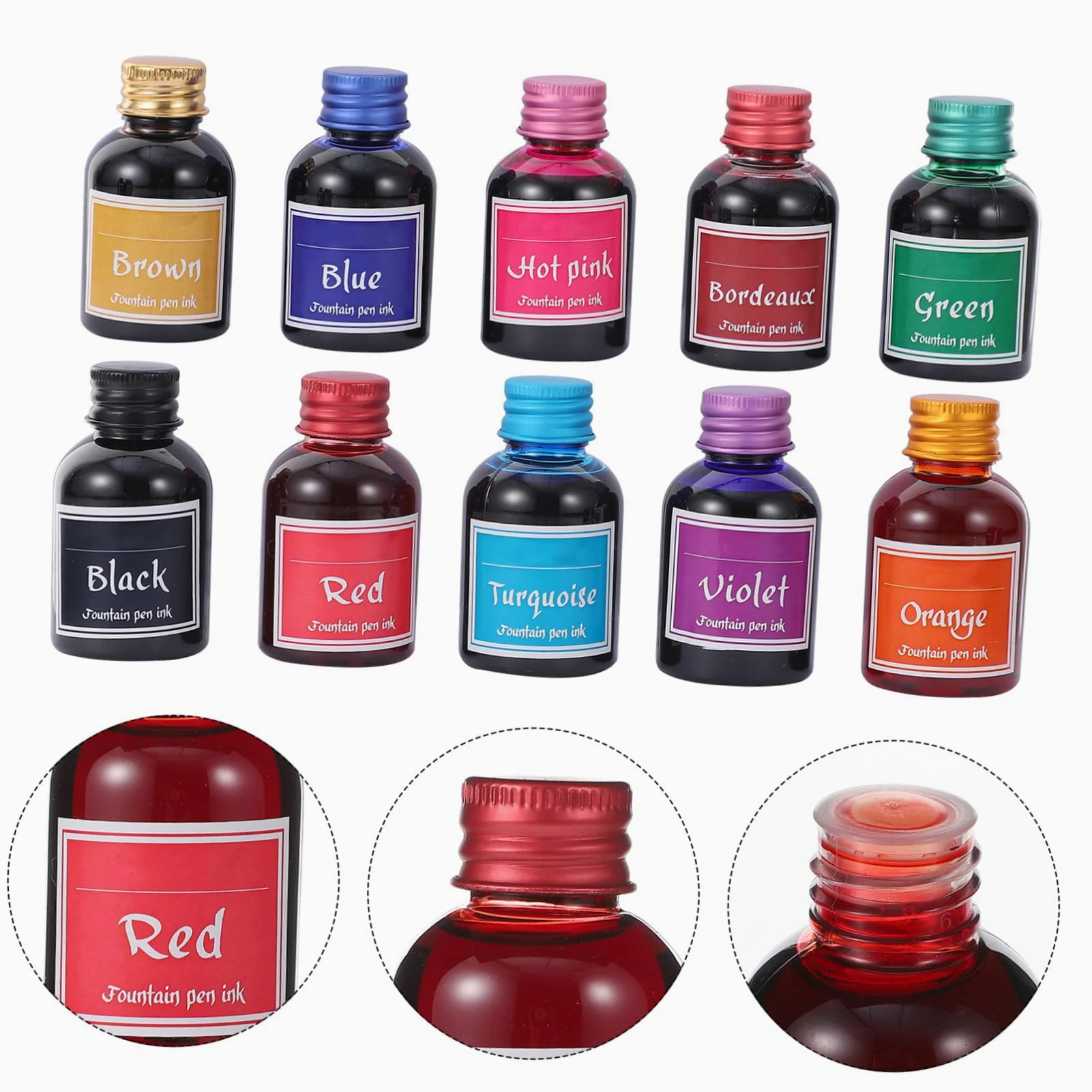 jojofuny Inchiostro per Penna Stilografica 10 Bottiglie Inchiostro Non Carbonioso a Rapida Asciugatura per Scrittura e Calligrafia, Fluido e Non Intasante, per Ufficio e Occasioni Speciali