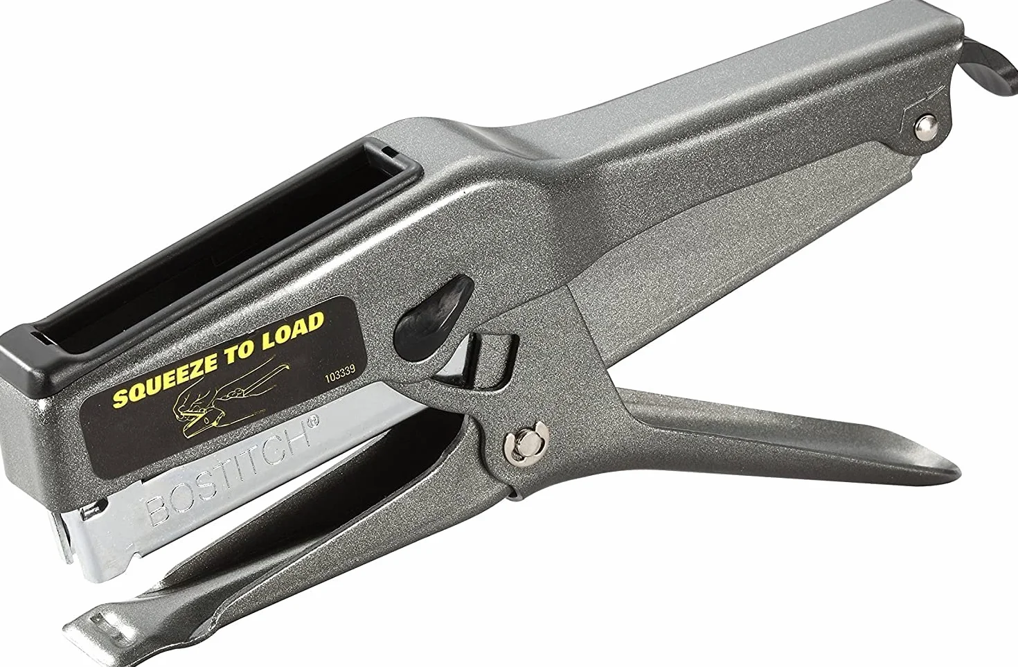 Bostitch Pinzatrice B8 per ufficio, resistente, con 1250 punti da 1/4", 45 fogli senza inceppamento, cucitrice industriale in metallo a striscia intera, capacità 210, per cartone, carta, tessuto