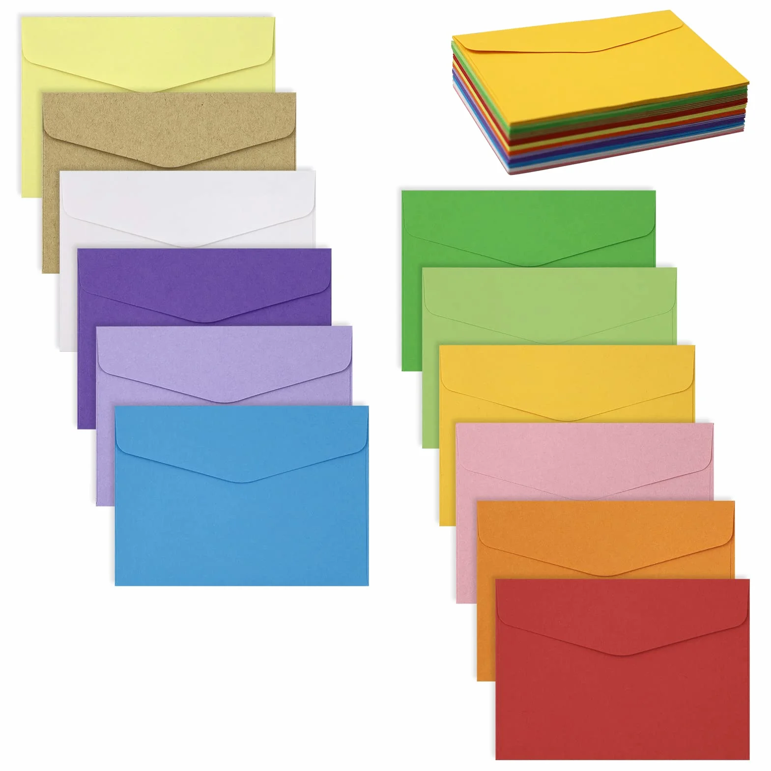 SZXMDKH 60 Pezzi Buste Colorate Mini Lettere 11,5 x 8,2 cm 12 Colori per Matrimoni Compleanno Regali