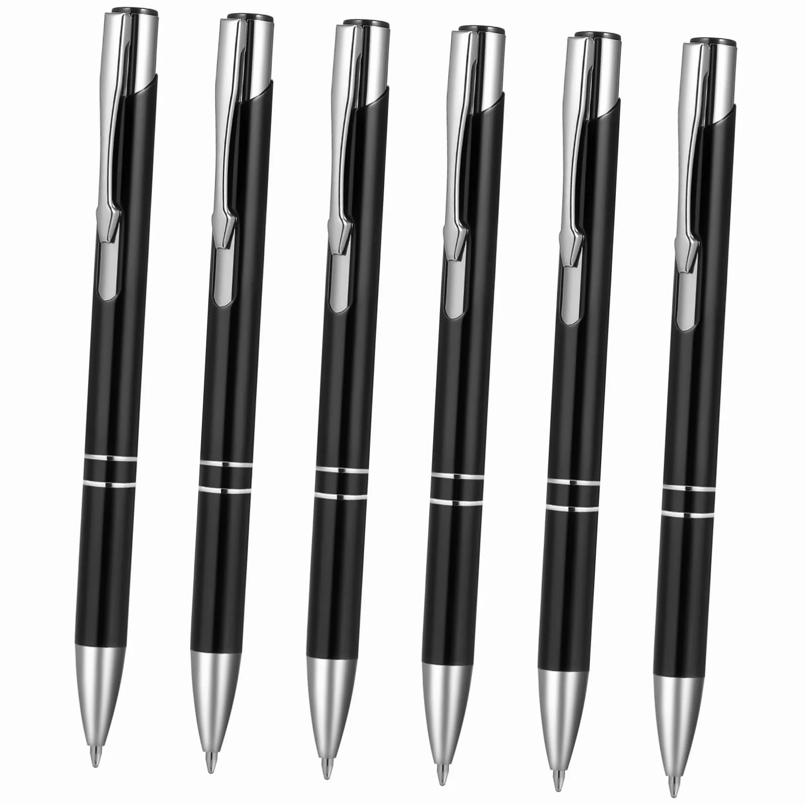 3 Set Di Penne A Sfera Retrattili A Punta Media Confezione Da 3 Penne in Metallo Cancelleria Per Ufficio Scolastico Nero 6 Pezzi*3