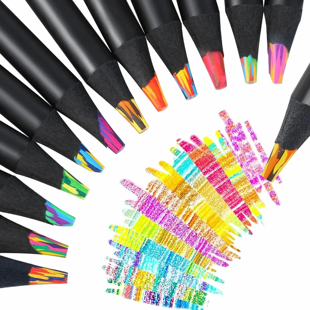 Matite Colorate Jumbo Arcobaleno Multicolori per Bambini e Adulti, Materiale Scolastico e Artistico