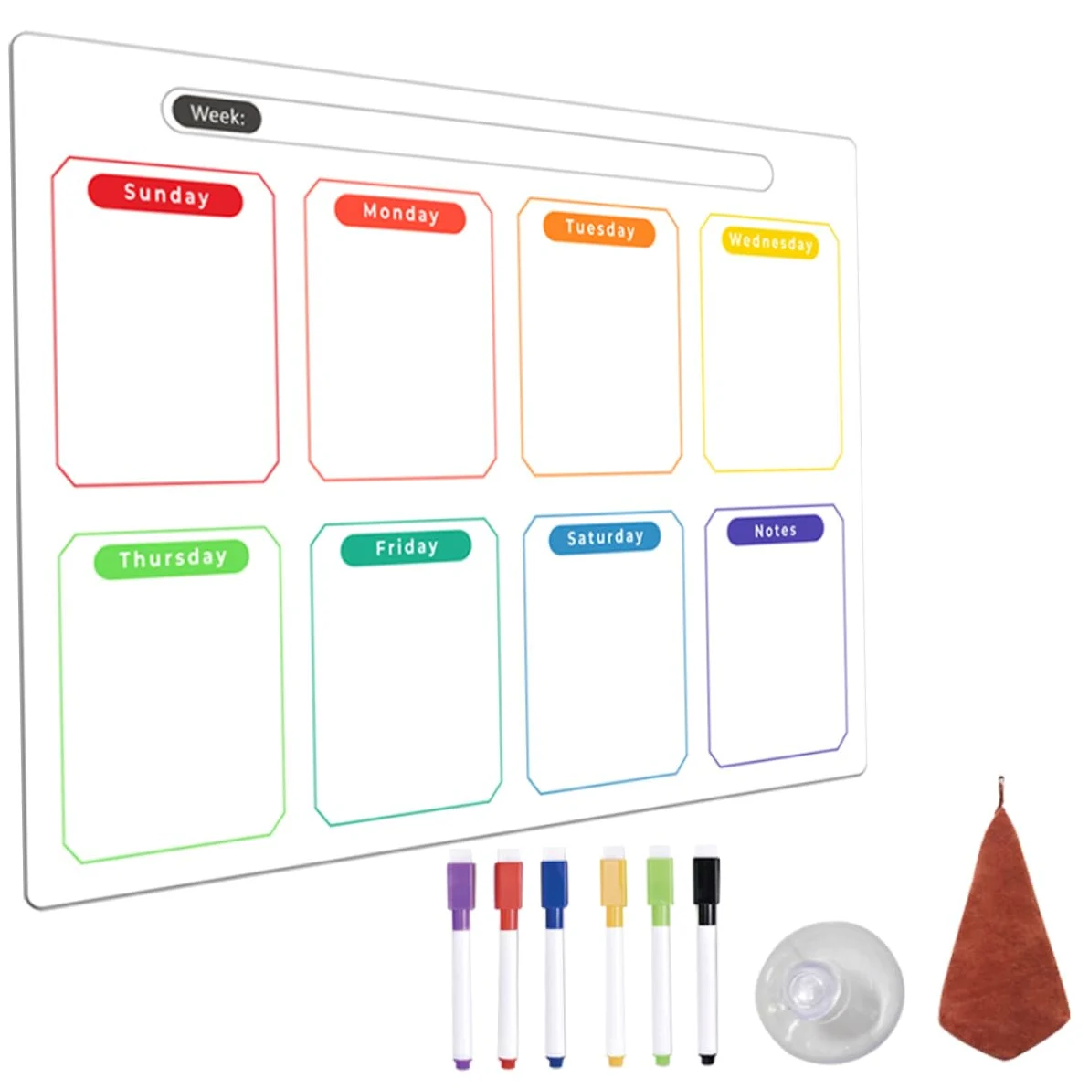 TEHAUX 5 Set bacheca magnetica settimanalmente frigo asse magnete planner settimanale organizer settimanale scheda di pianificazione settimanale agenda cancellabile a secco magnetico