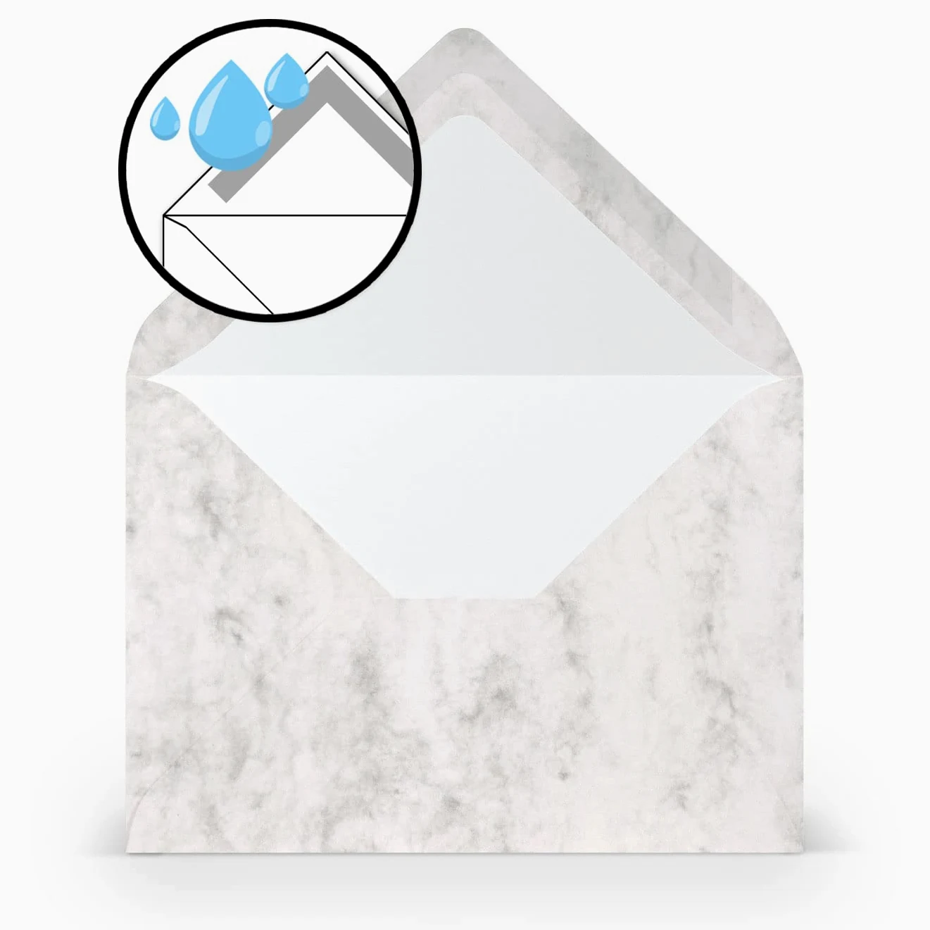 PAPERADO Paper24 - 500 buste per lettere, 100 g/m², senza finestra, 11,4 x 16,2 cm, con lembo a punta da inumidire, colore: grigio marmo bianco