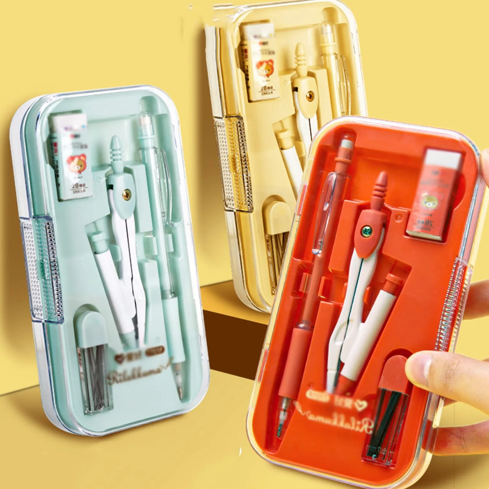 Compassi per tracciare Set geometry Set disegno bussola 0.7mm Matita meccanica Gomma da matita Protrattore Righers Drafting Bussola 8 pezzi set for studente Strumenti di misura ( Color : B )