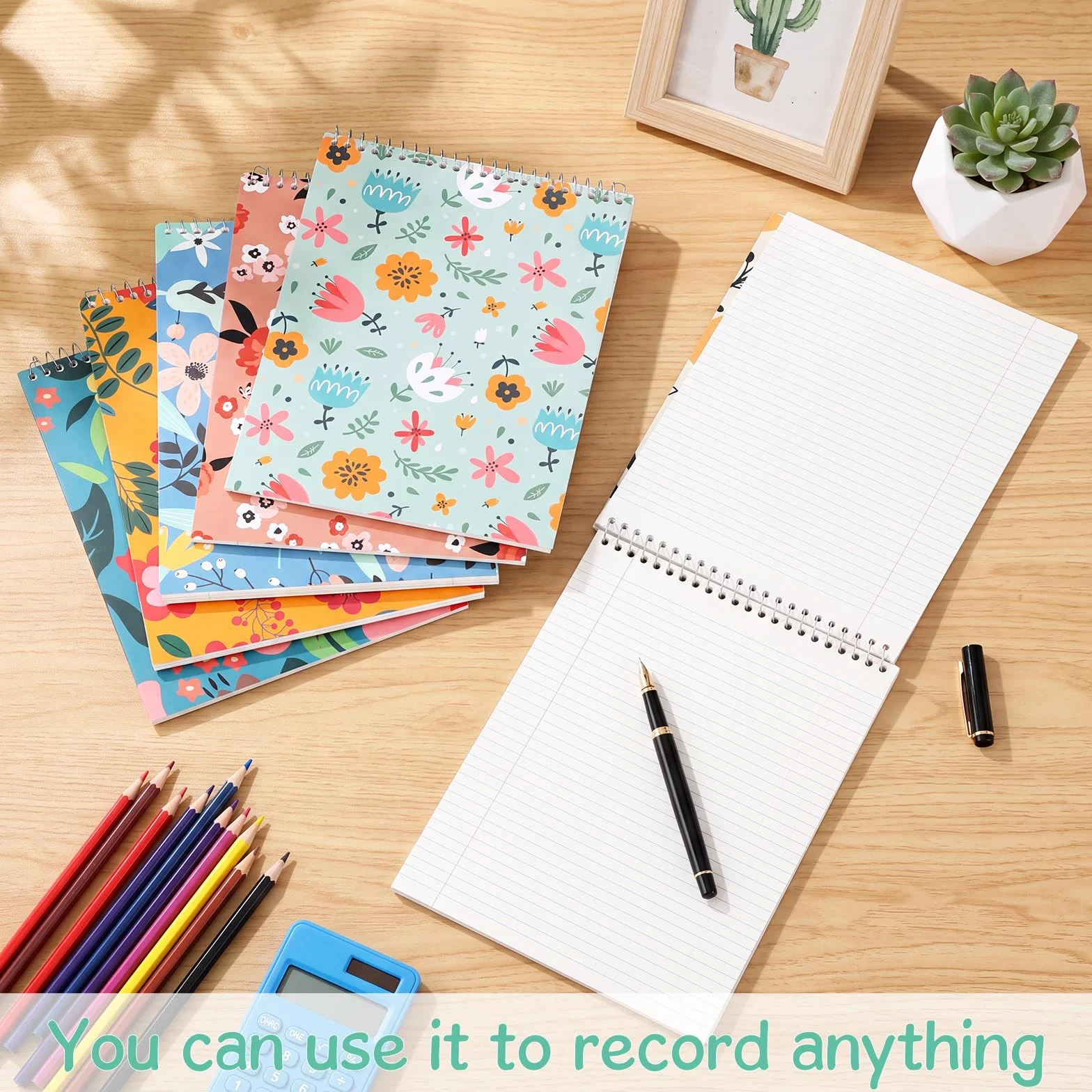 Maitys 6 quaderni legali a spirale Steno da 21,6 x 27,9 cm, rilegatura superiore a spirale, copertina rigida, blocco note a righe, 70 fogli, per scuola, ufficio, università, casa (multicolore, stile