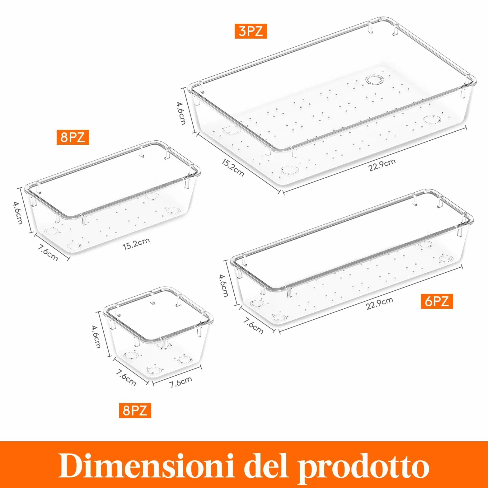 Lifewit Organizer Cassetti 25 Pezzi Divisori Contenitori Impilabili Stoccaggio Scatole Scrivania