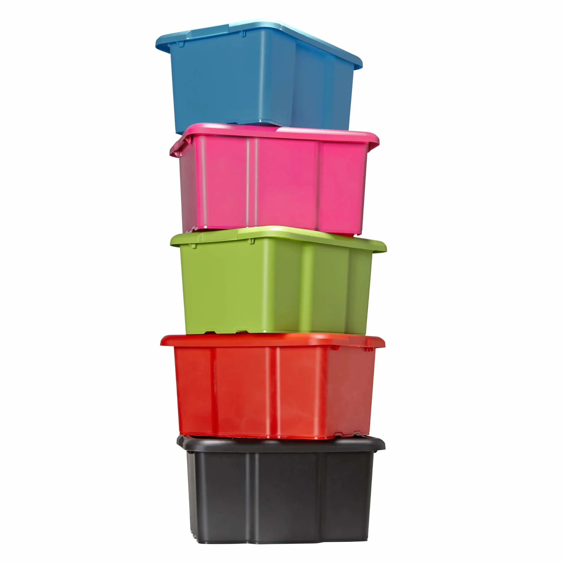Sundis set di 10 scatole portaoggetti da 15L, nero, L.38xl.29x H19,5cm, in plastica riciclata, impilabili, ideale per l'officina, il bricolage o il trasporto