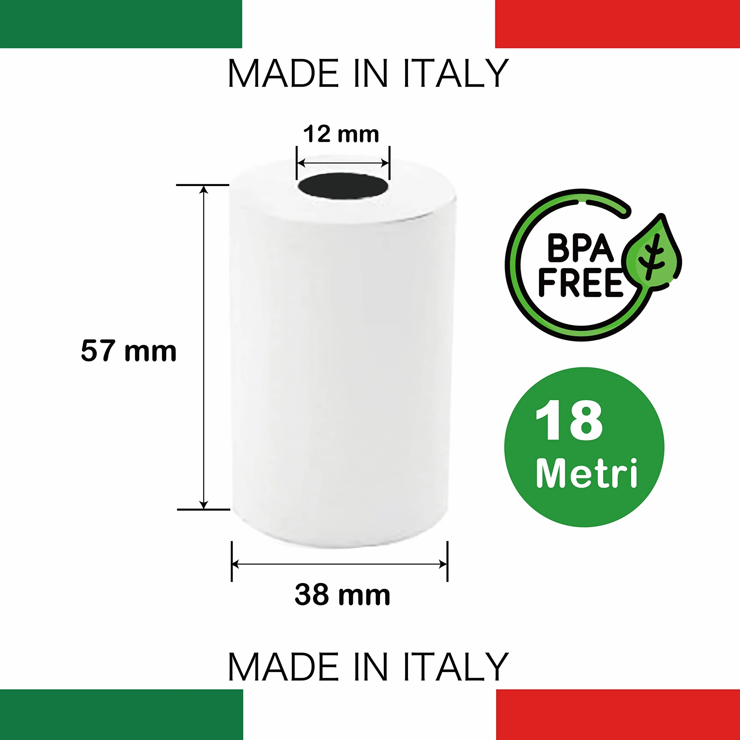 FOXNEC 20 Rotoli Carta Termica 57mm x 18M x 12mm per Registratore di Cassa e Ricevute Bancomat