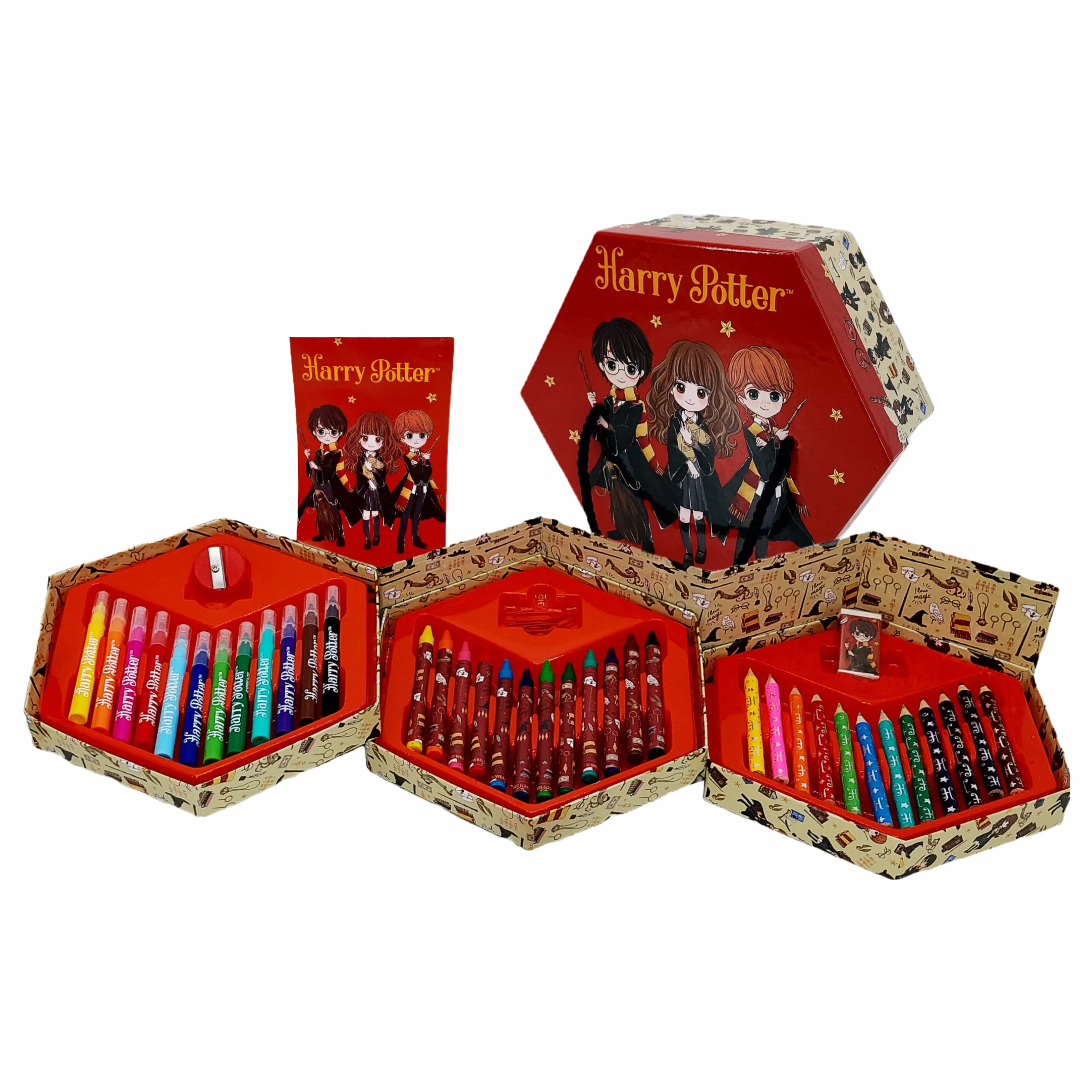 HARRY POTTER Set di Cancelleria con Matite Colorate, Pennarelli e Pastelli per Bambini