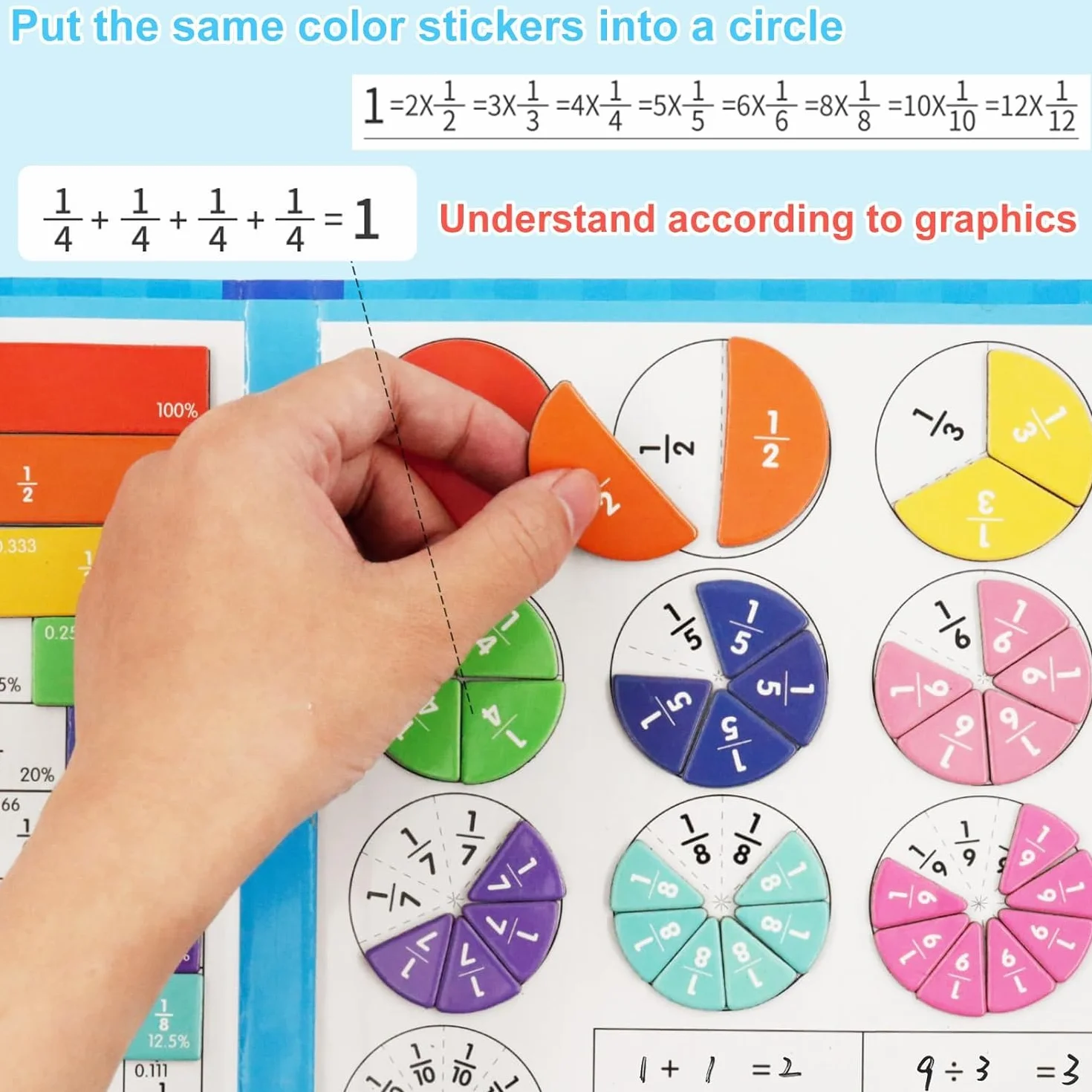 Puzzle Educativo Sulla Frazione Magnetica, Piastrelle Magnetiche Frazioni, Matematica Montessori Primaria, Set per Bambini