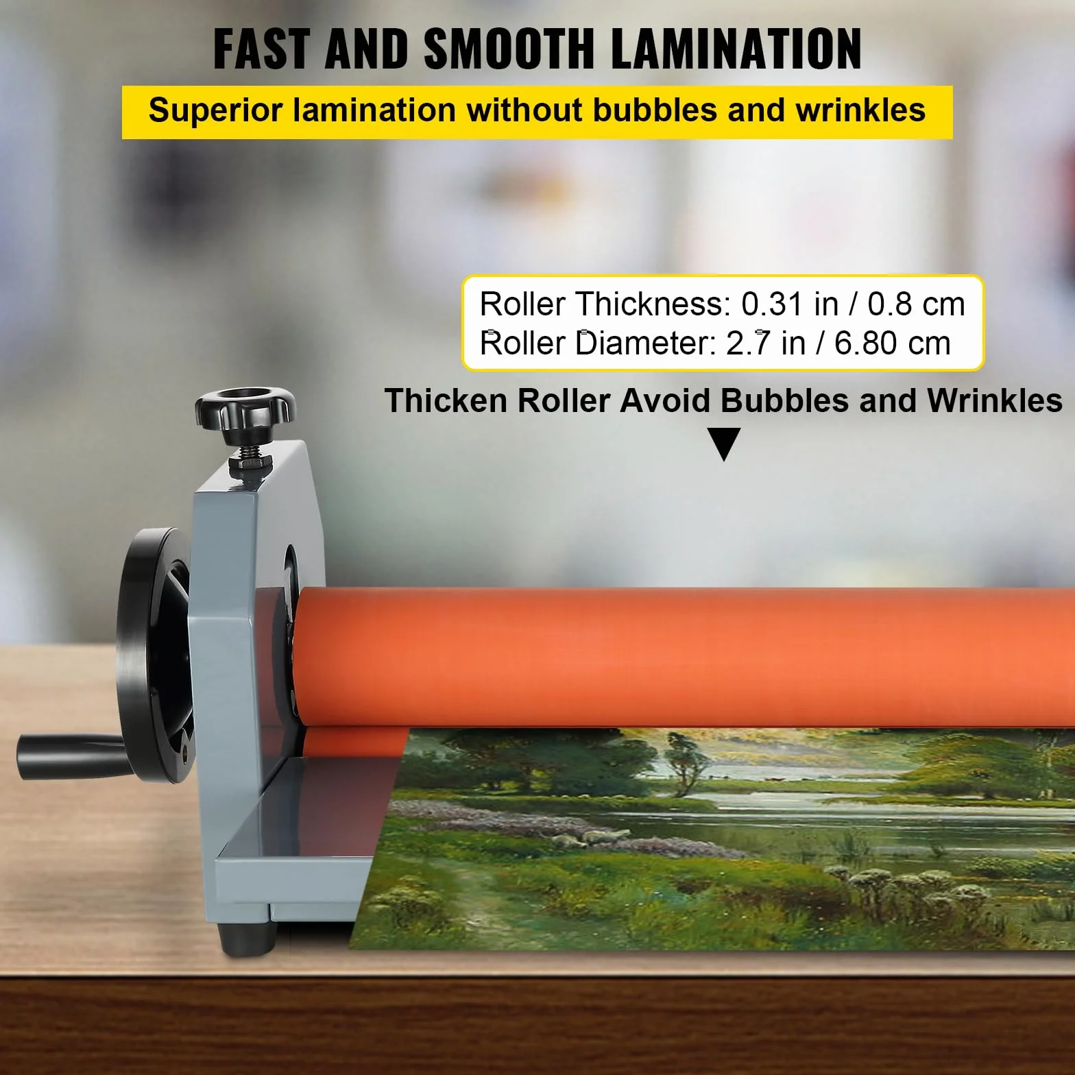 VEVOR 750mm Laminatrice a Freddo Manuale 39 Pollici Plastificatrice a Freddo Manuale Laminatore a Freddo a 4 Rulli Gomma Morbida E Alla Superficie Liscia