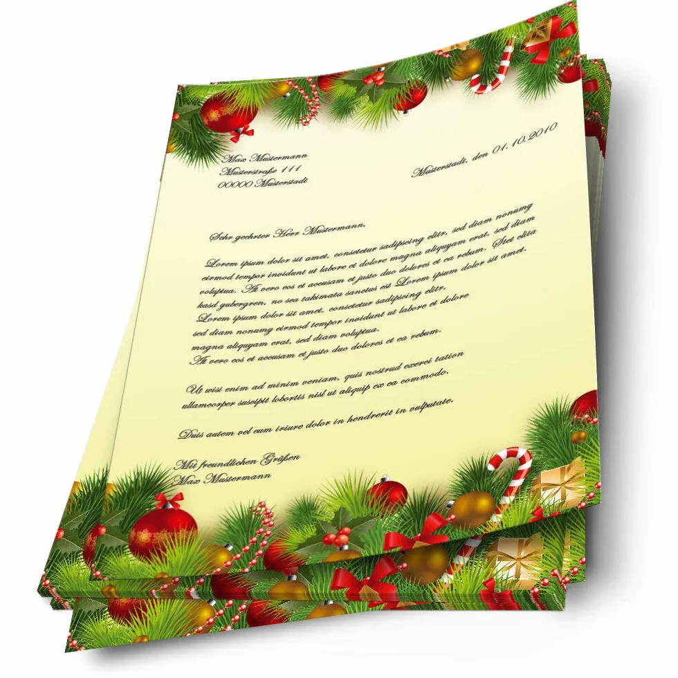 Carta da lettera decorata Natale AUGURI NATALIZI DIN A4 50 fogli